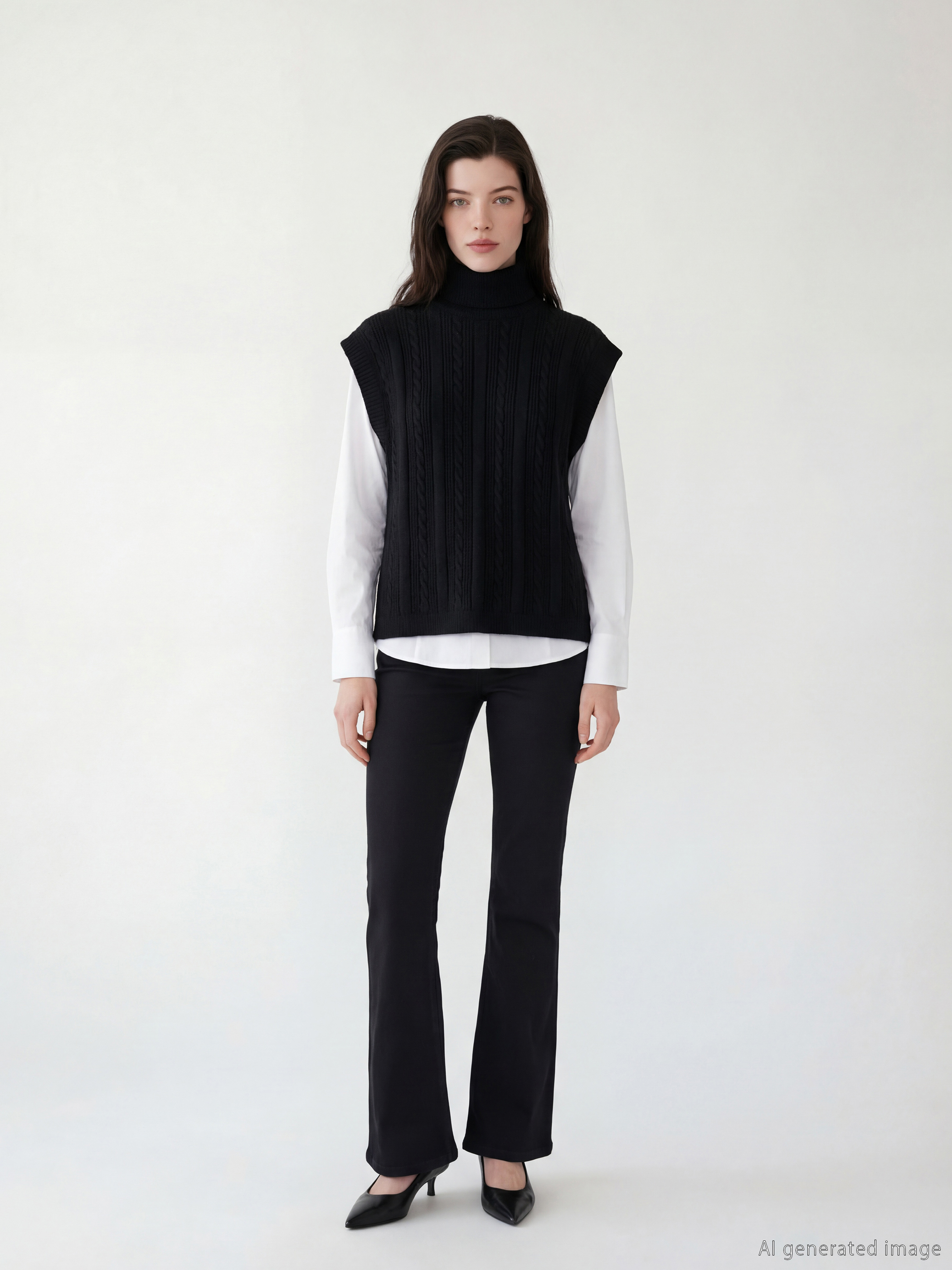 LCW Comfort Balıkçı Yaka Desenli Kadın Triko Süveter görsel 2