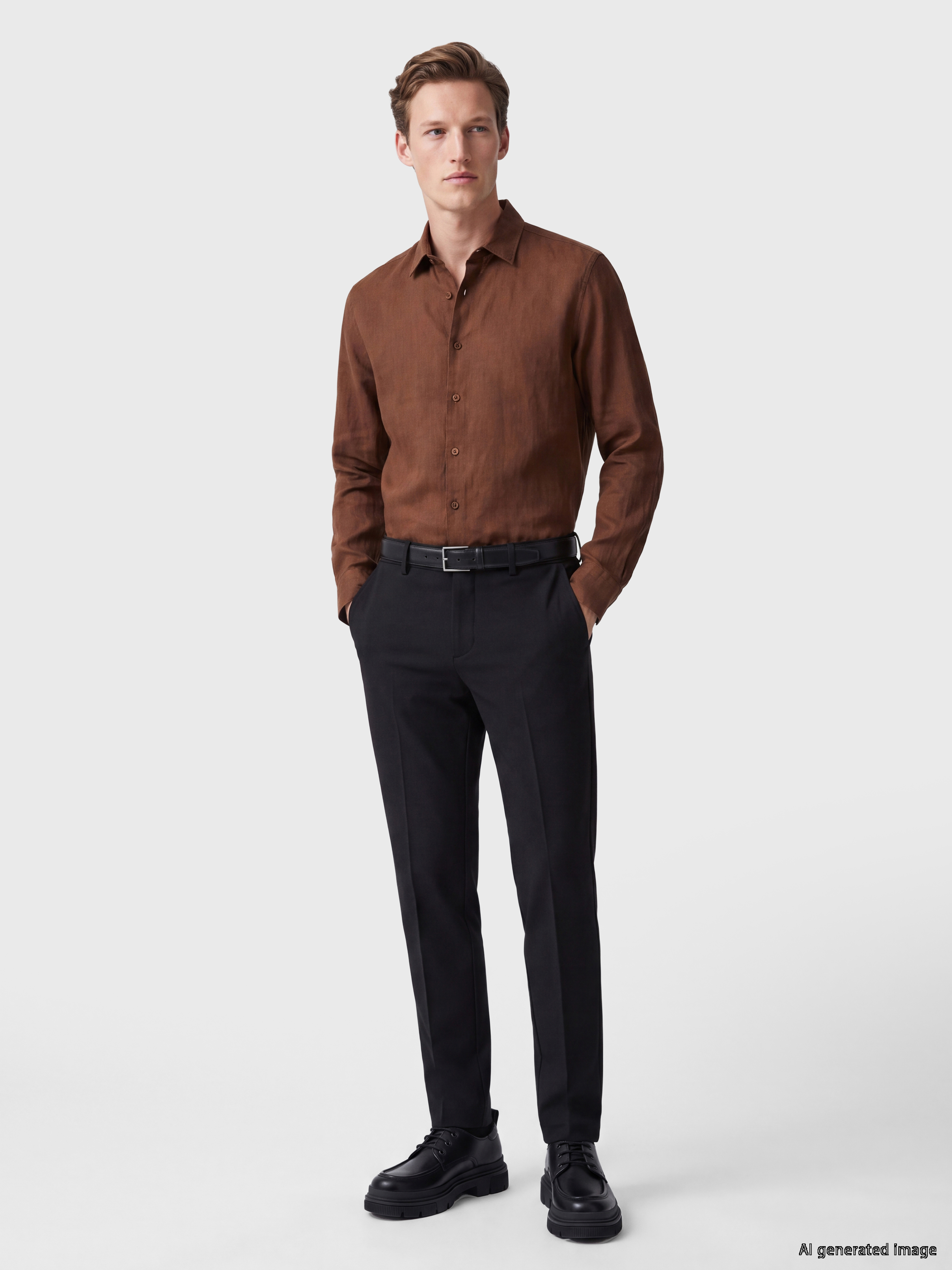 SOUTHBLUE Regular Fit %100 Keten Erkek Gömlek görsel 2