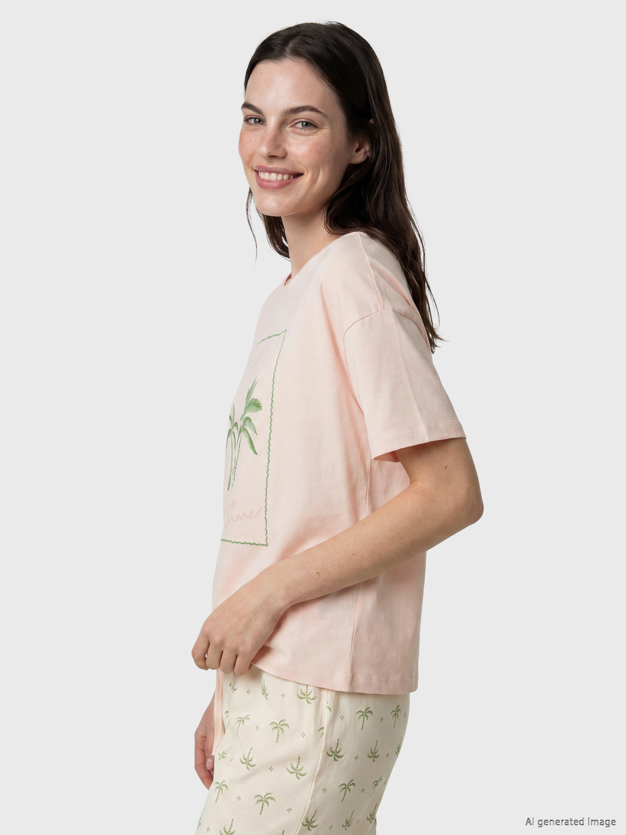 LCW DREAM Bisiklet Yaka Baskılı Kadın Pijama Takımı görsel 2