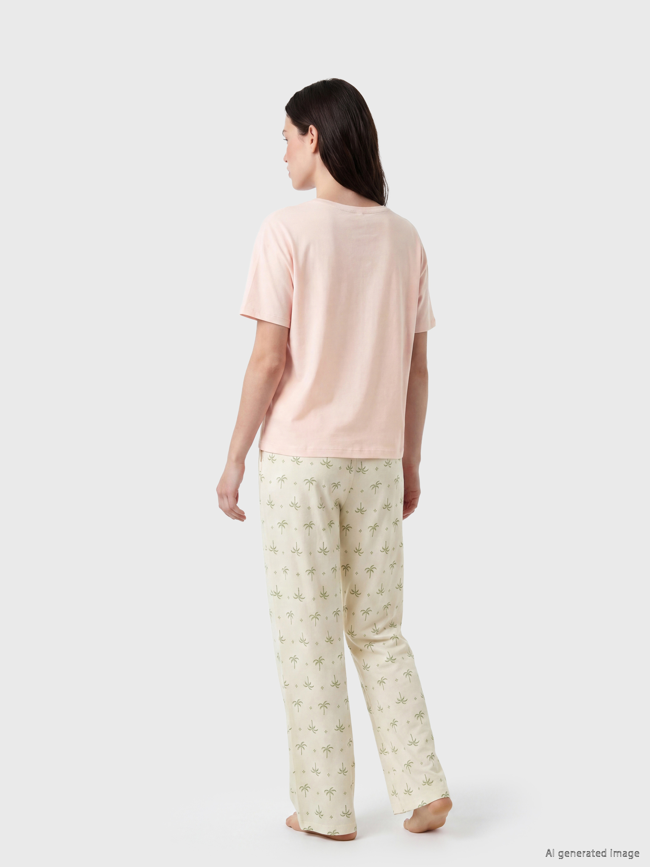 LCW DREAM Bisiklet Yaka Baskılı Kadın Pijama Takımı görsel 4