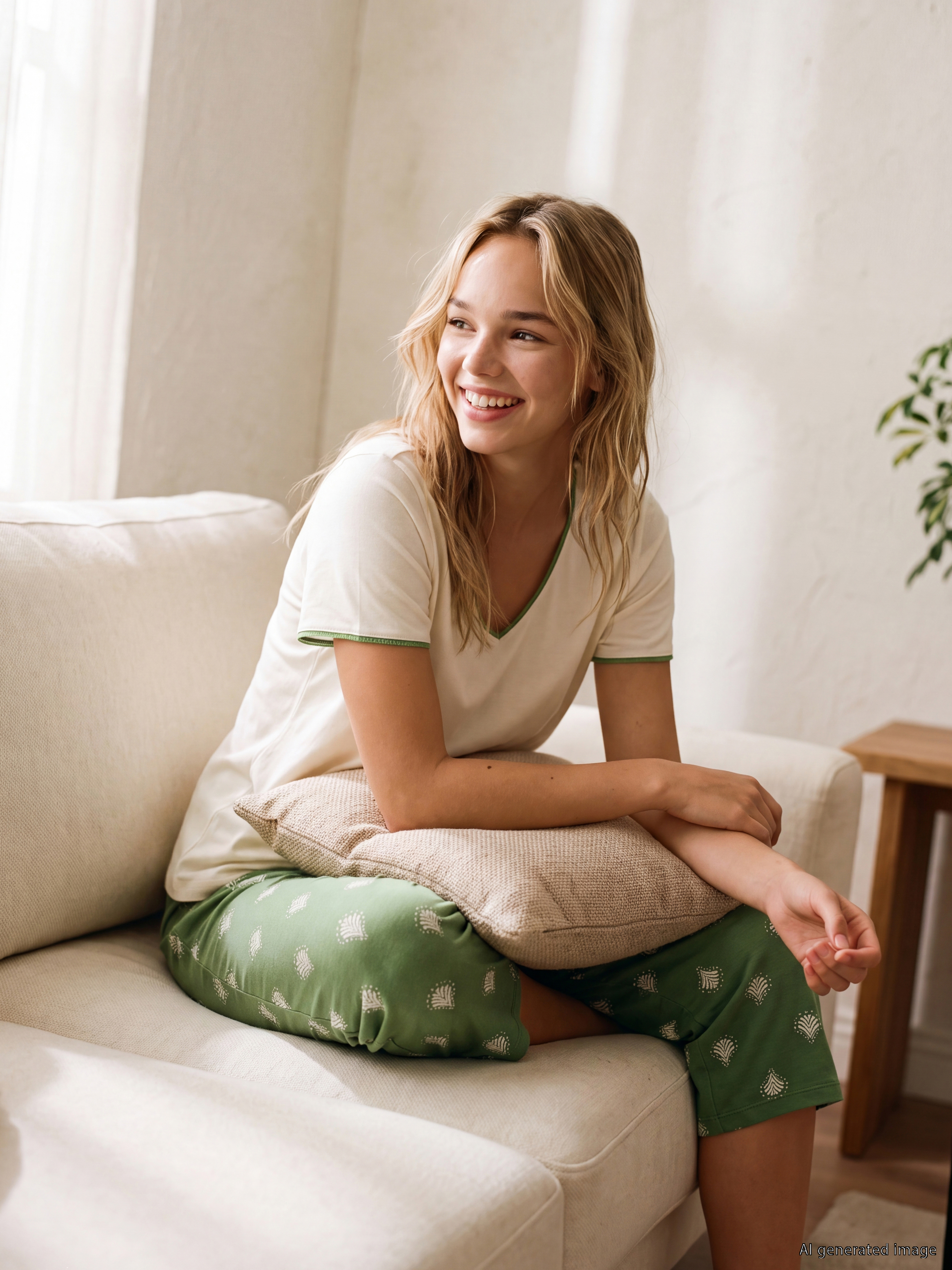 LCW DREAM V Yaka Kadın Kaprili Pijama Takımı