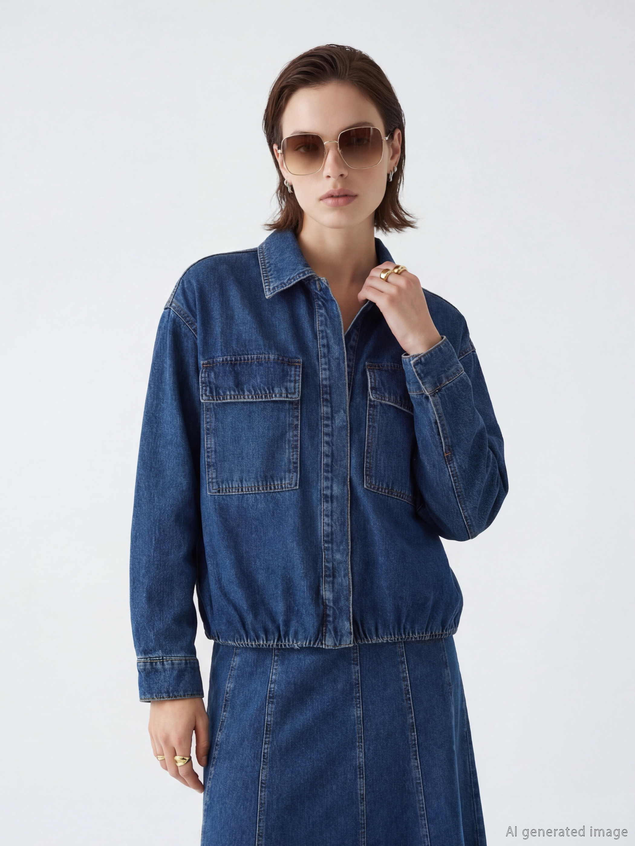 LCW Vision Gömlek Yaka Oversize Kadın Jean Ceket