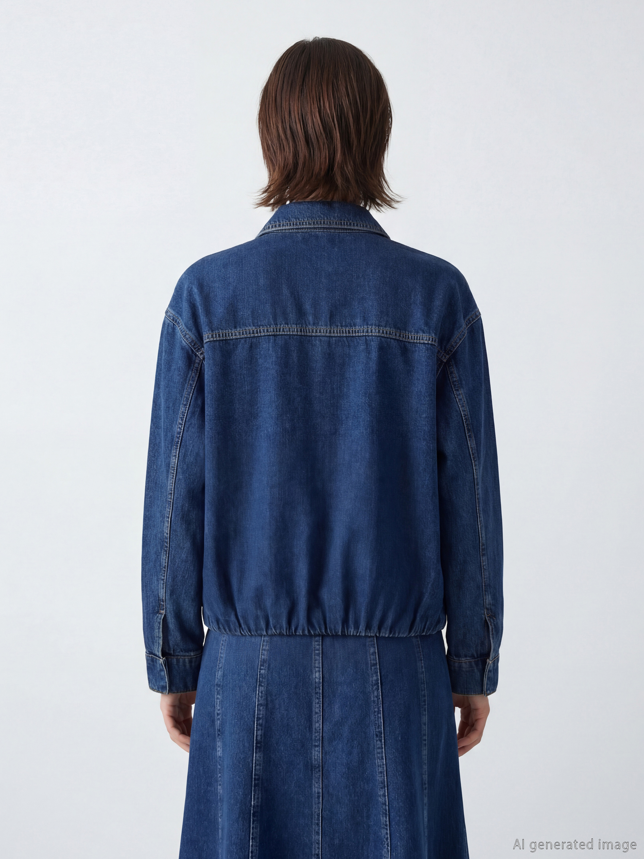 LCW Vision Gömlek Yaka Oversize Kadın Jean Ceket görsel 4