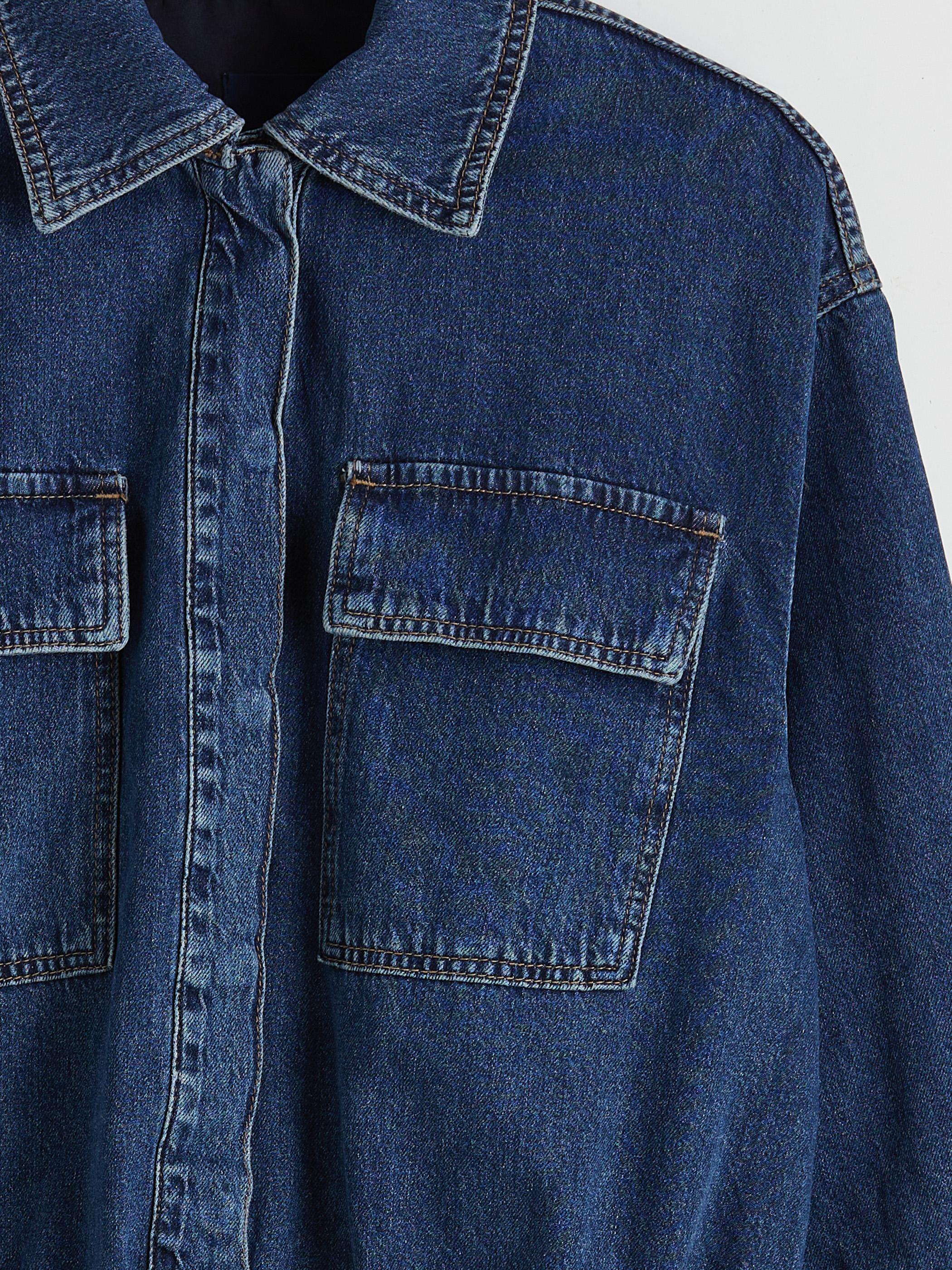 LCW Vision Gömlek Yaka Oversize Kadın Jean Ceket görsel 7