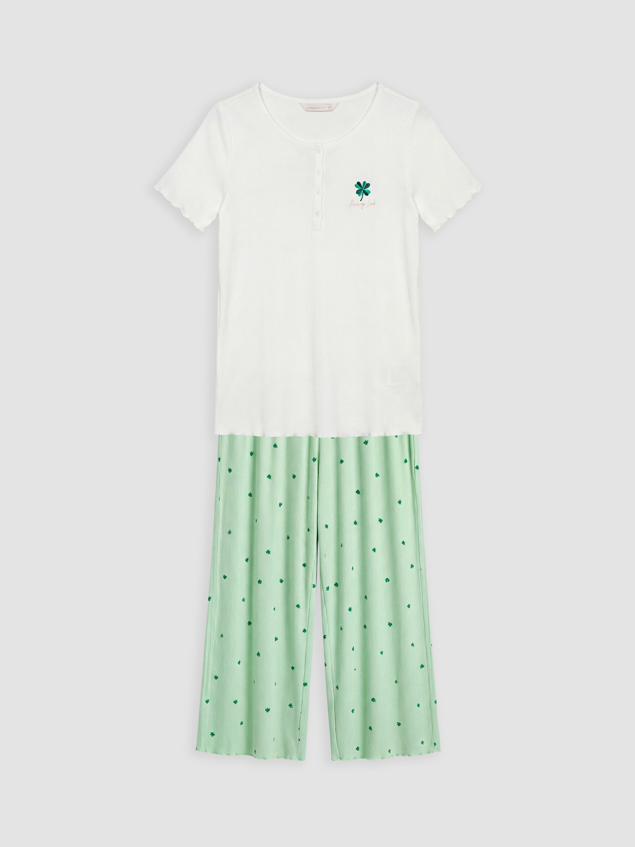 LCW DREAM Bisiklet Yaka Hamile Kaprili Pijama Takımı görsel 5