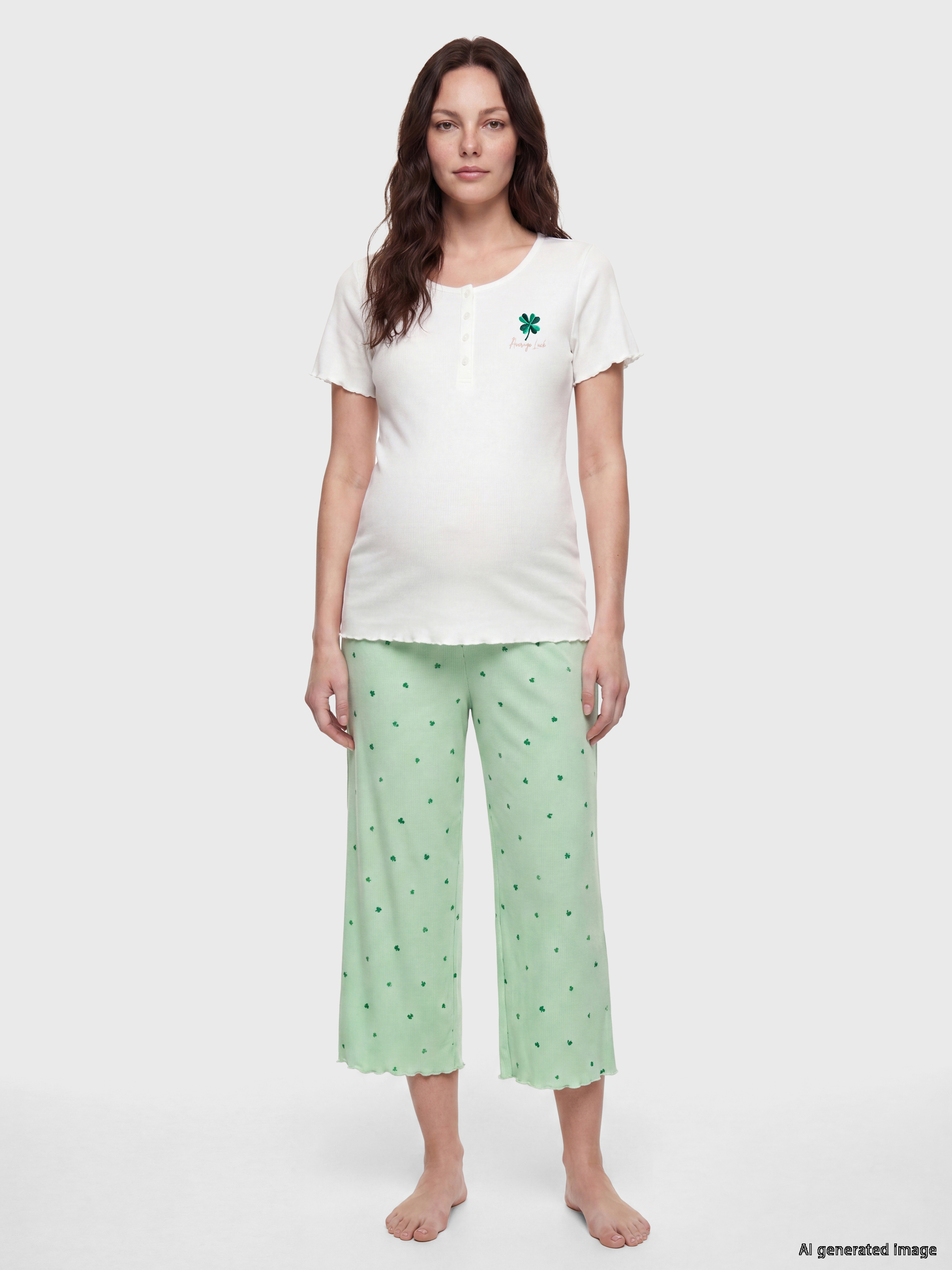 LCW DREAM Bisiklet Yaka Hamile Kaprili Pijama Takımı