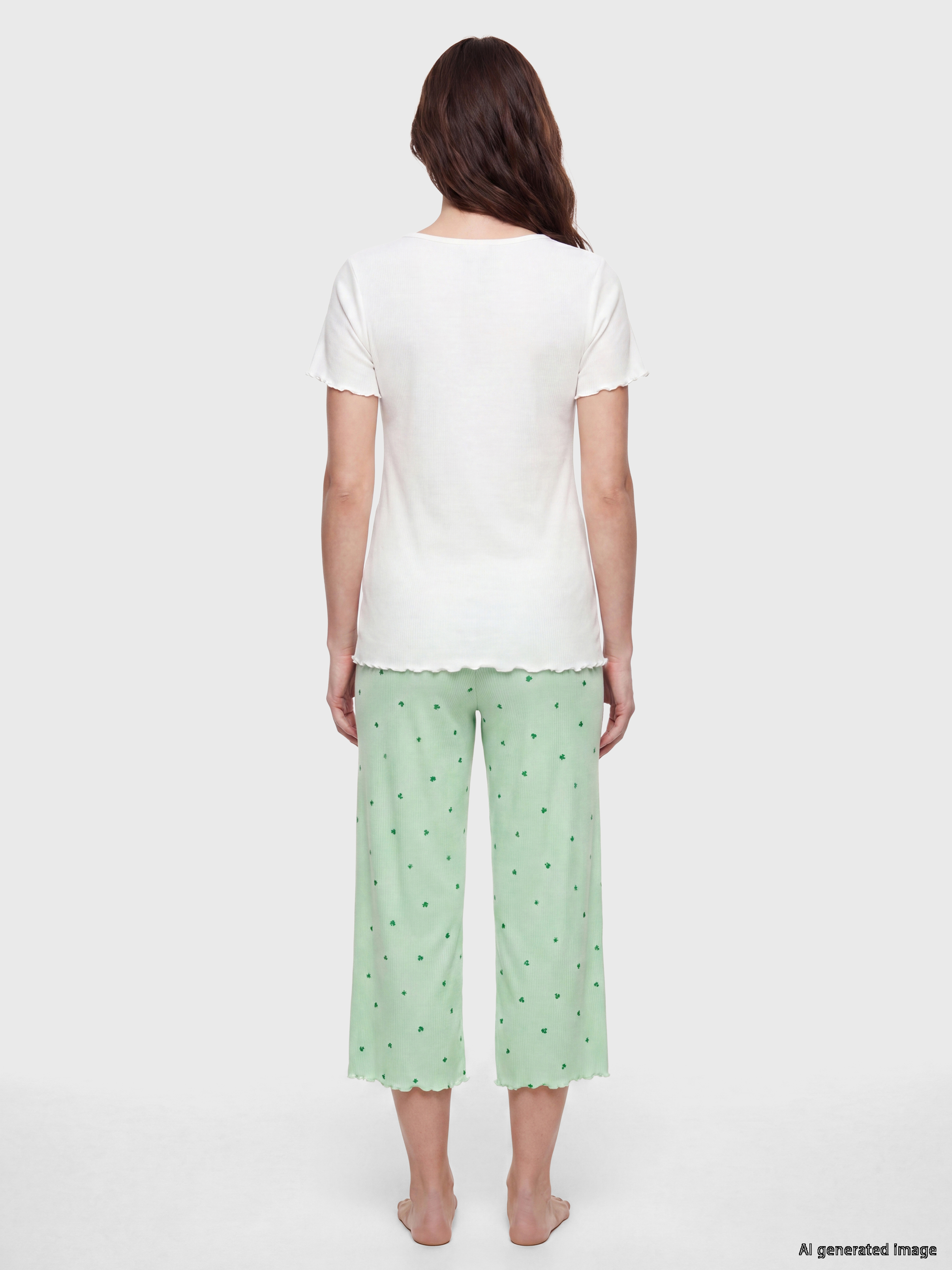LCW DREAM Bisiklet Yaka Hamile Kaprili Pijama Takımı görsel 4