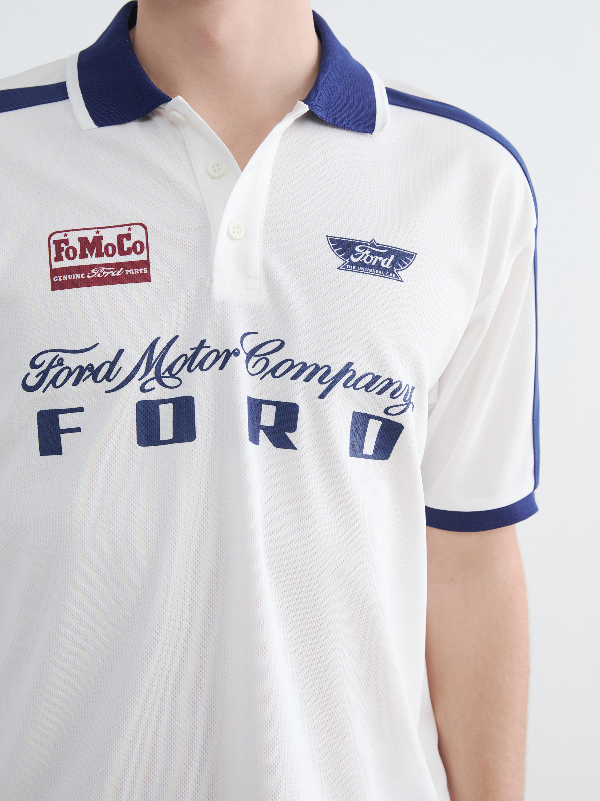 XSIDE Polo Yaka Ford Baskılı Oversize Erkek Tişört görsel 4