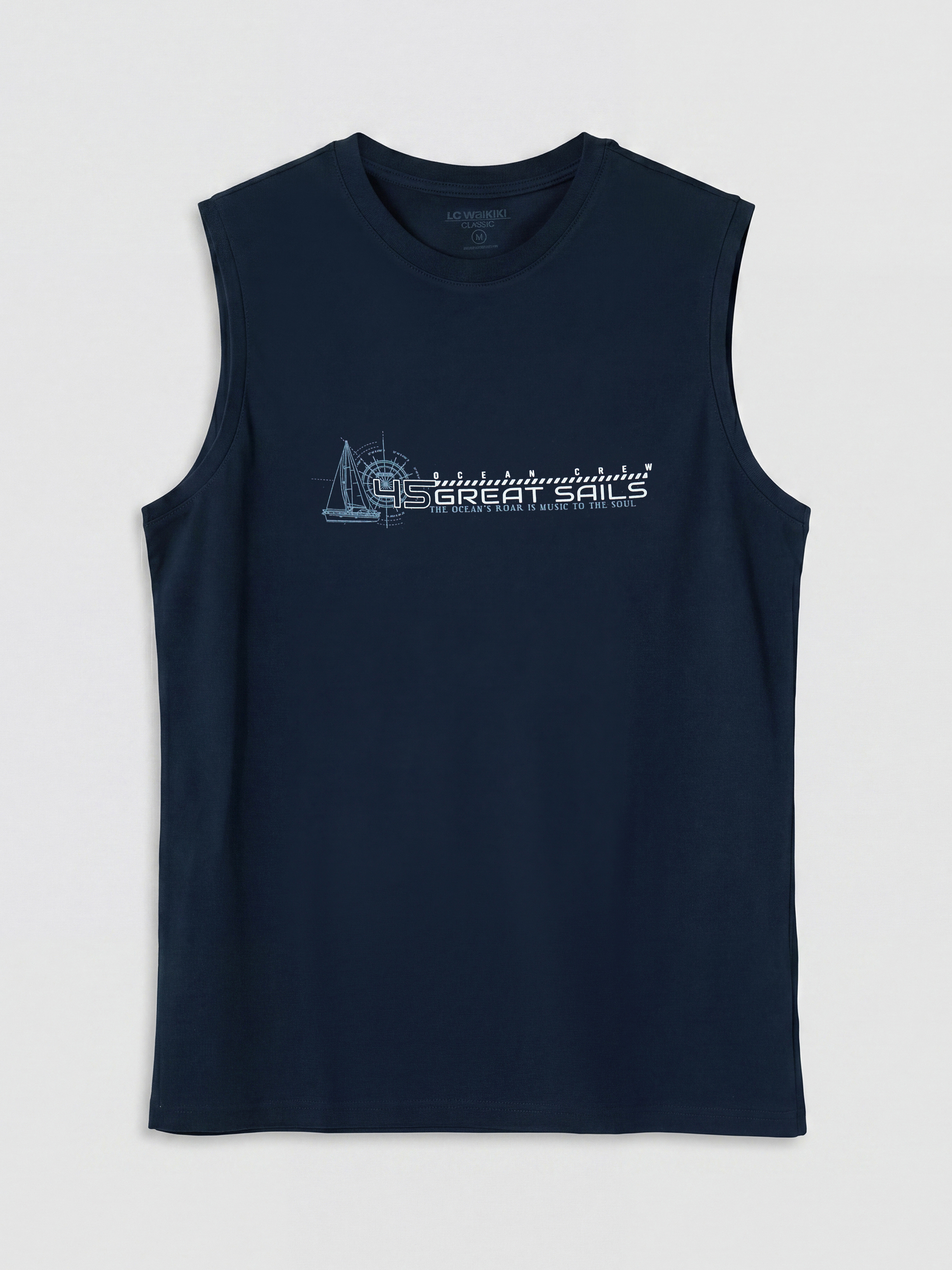 LCWAIKIKI Classic Bisiklet Yaka Baskılı Penye Erkek Kolsuz Tişört görsel 5