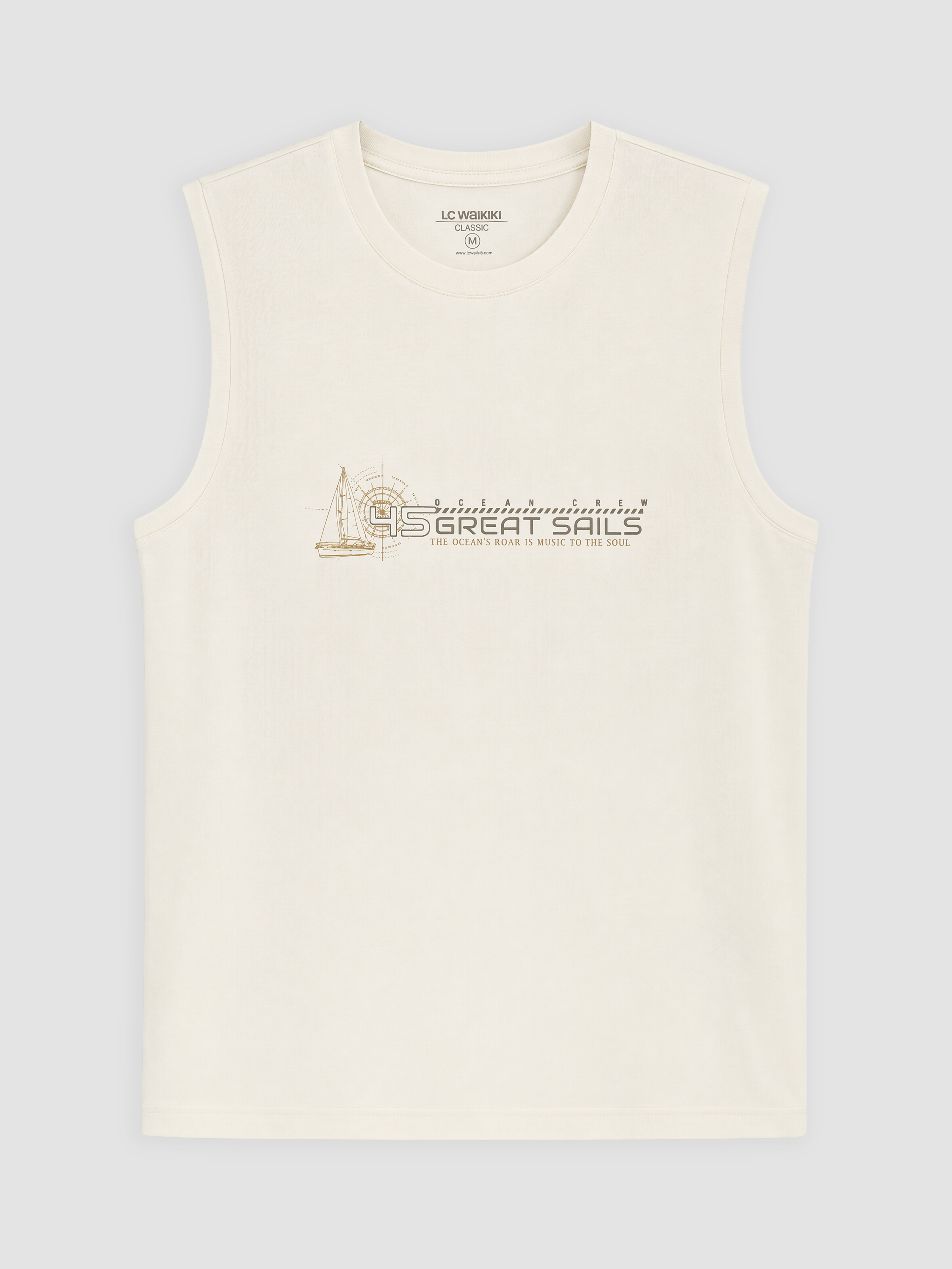 LCWAIKIKI Classic Bisiklet Yaka Baskılı Erkek Kolsuz Tişört