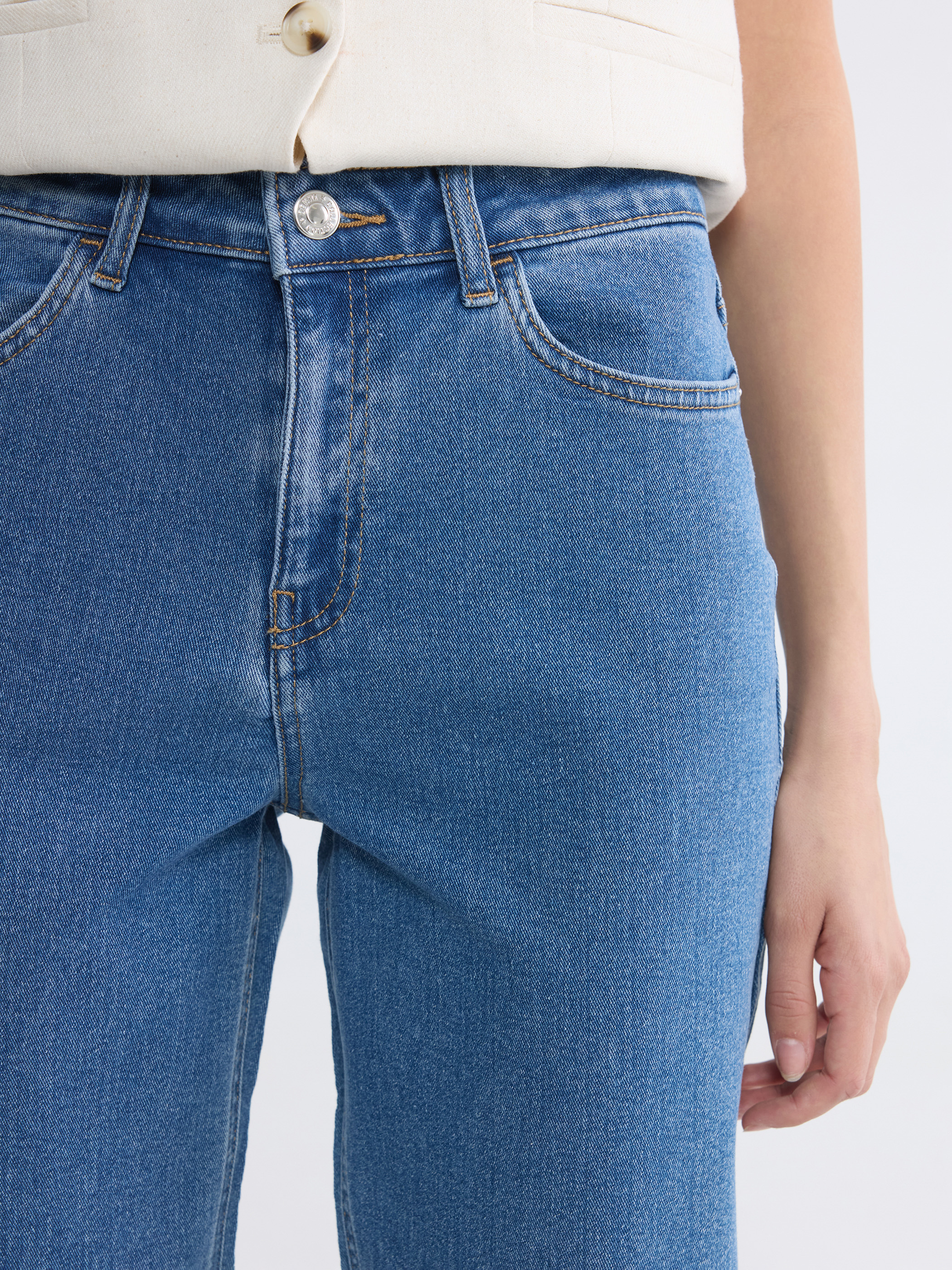 LCWAIKIKI Classic Yüksek Bel Slim Fit Kadın Jean Kapri görsel 3