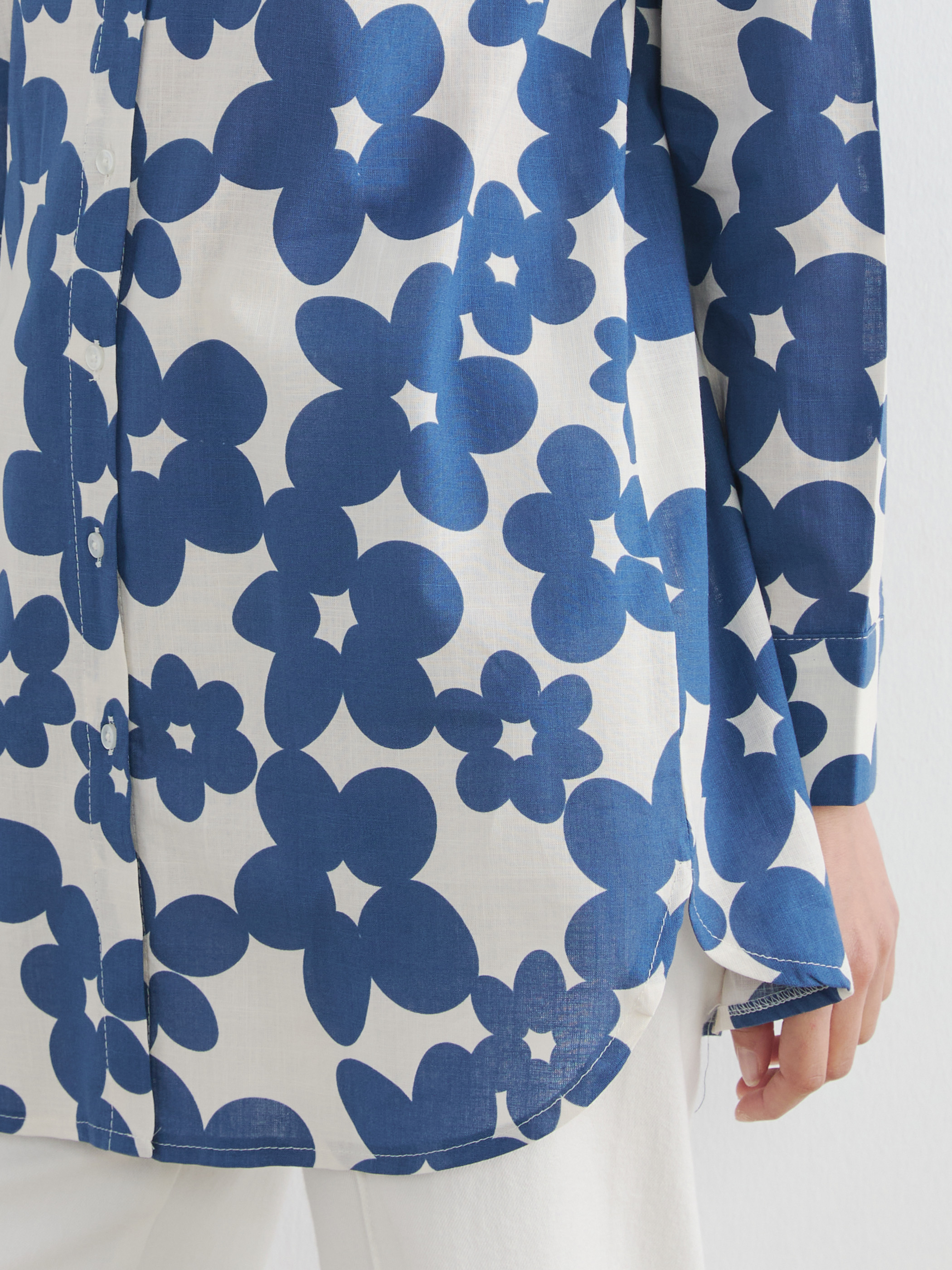 LCW Modest Desenli Oversize Kadın Gömlek Tunik görsel 3