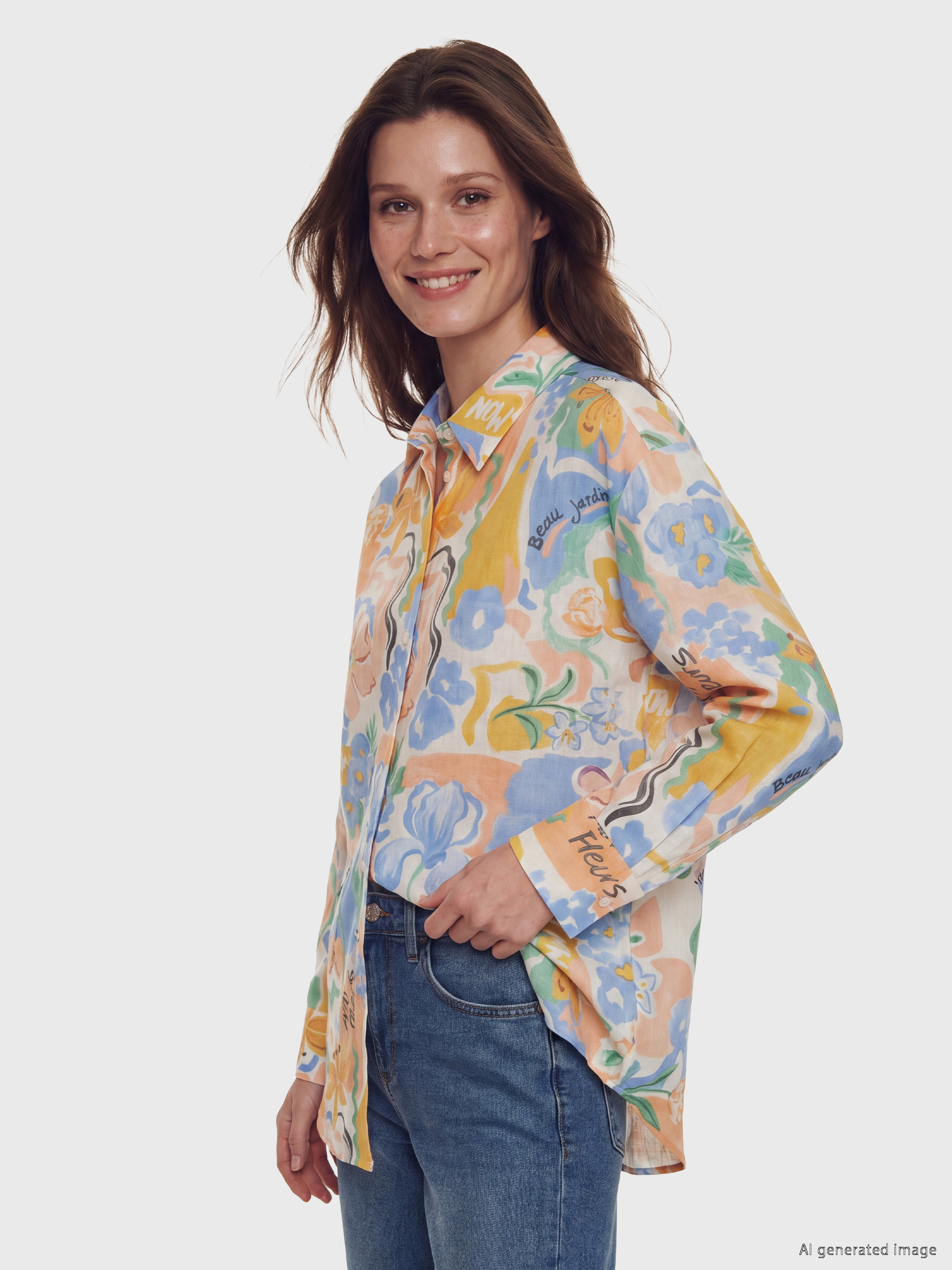 LCW Modest Desenli Oversize Kadın Gömlek Tunik