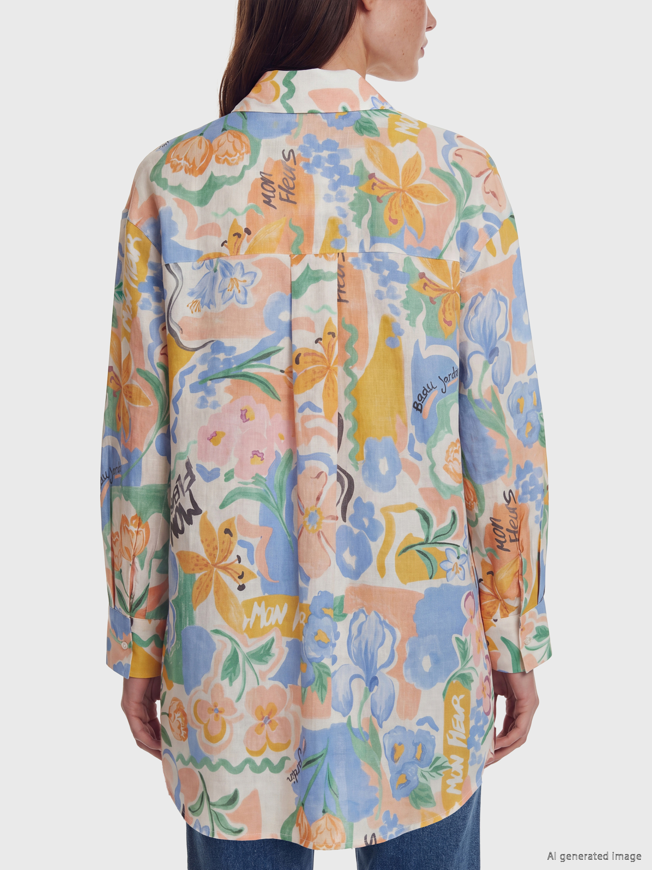 LCW Modest Desenli Oversize Kadın Gömlek Tunik görsel 8