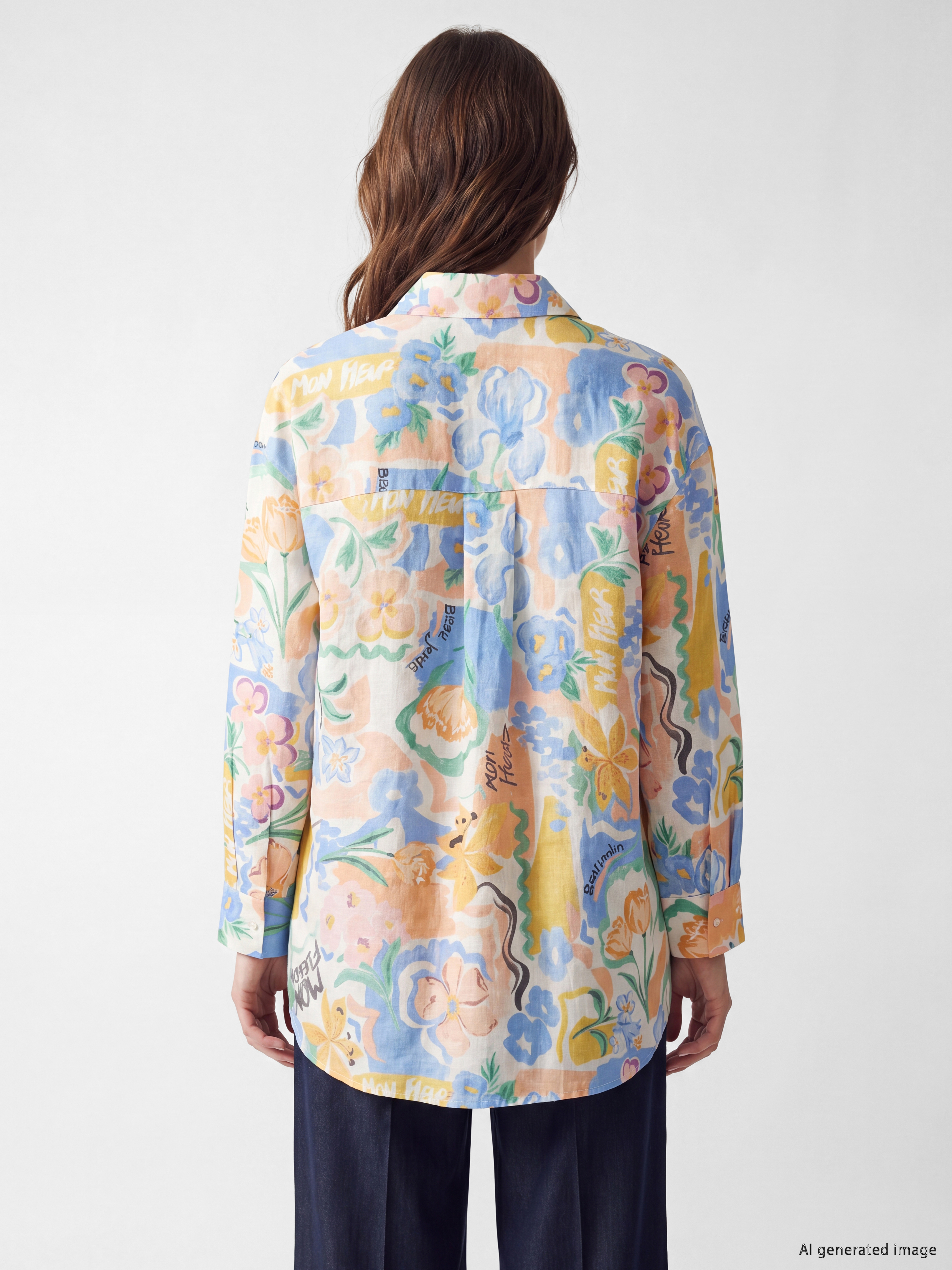 LCW Modest Desenli Oversize Kadın Gömlek Tunik görsel 7