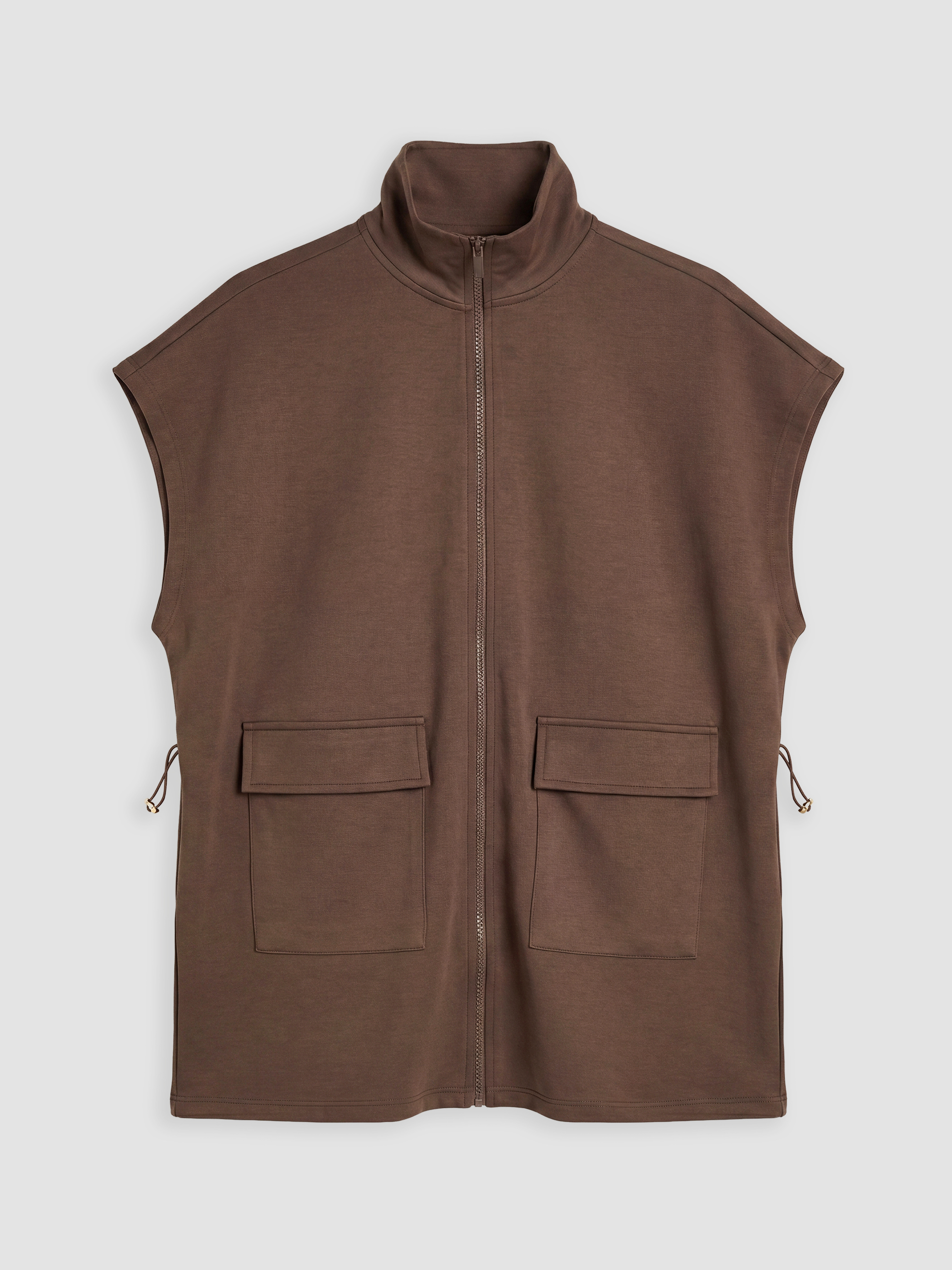 LCW Modest Dik Yaka Oversize Büzgülü Kadın Yelek görsel 5