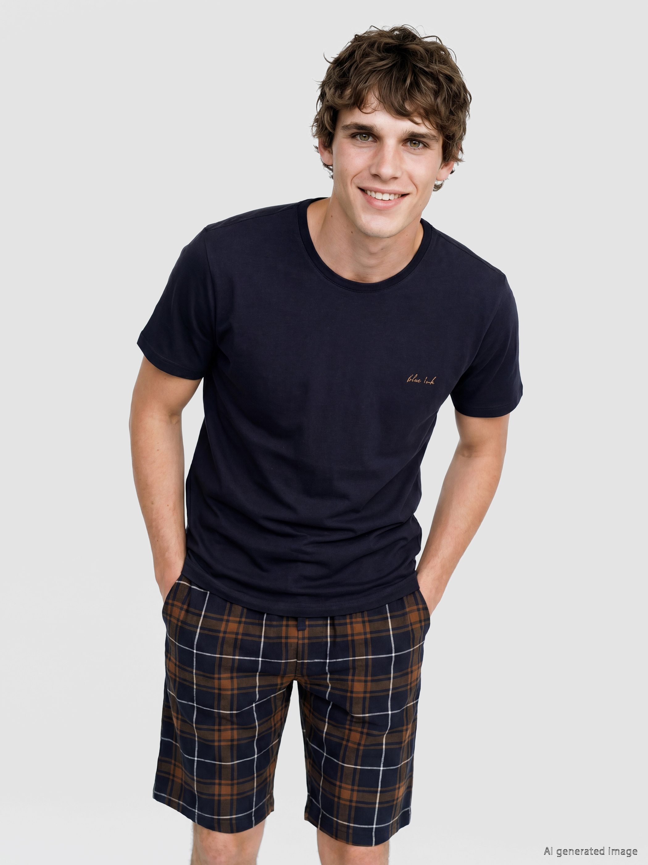 LC WAIKIKI Standart Kalıp Ekose Erkek Şortlu Pijama Takımı