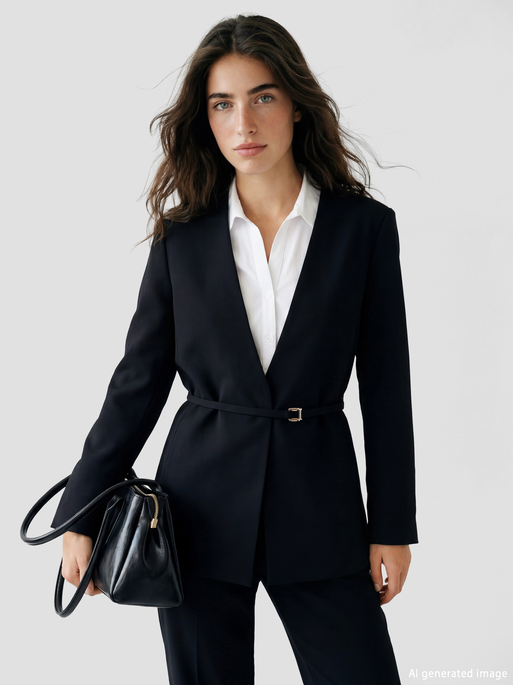 LCW Modest V Yaka Kemerli Kadın Blazer Ceket