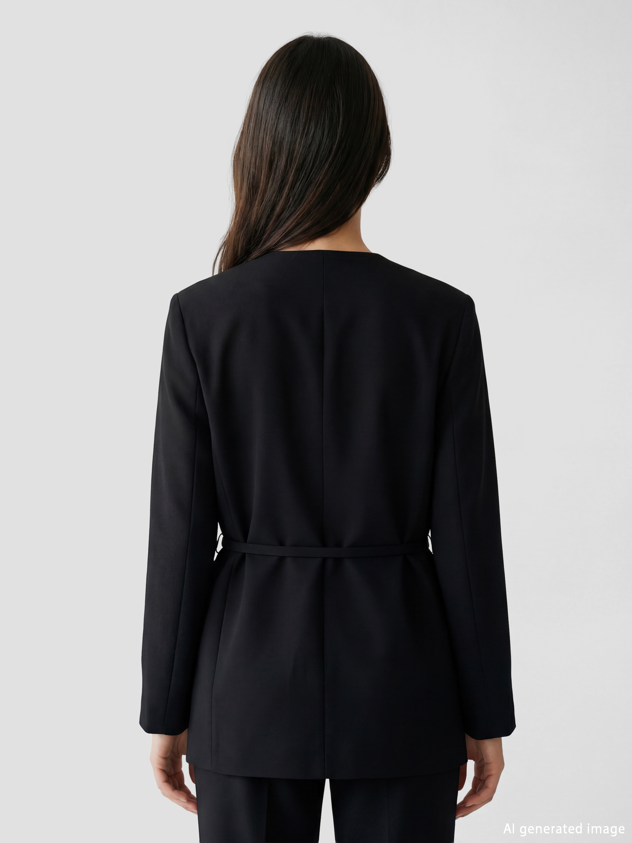 LCW Modest V Yaka Kemerli Kadın Blazer Ceket görsel 4