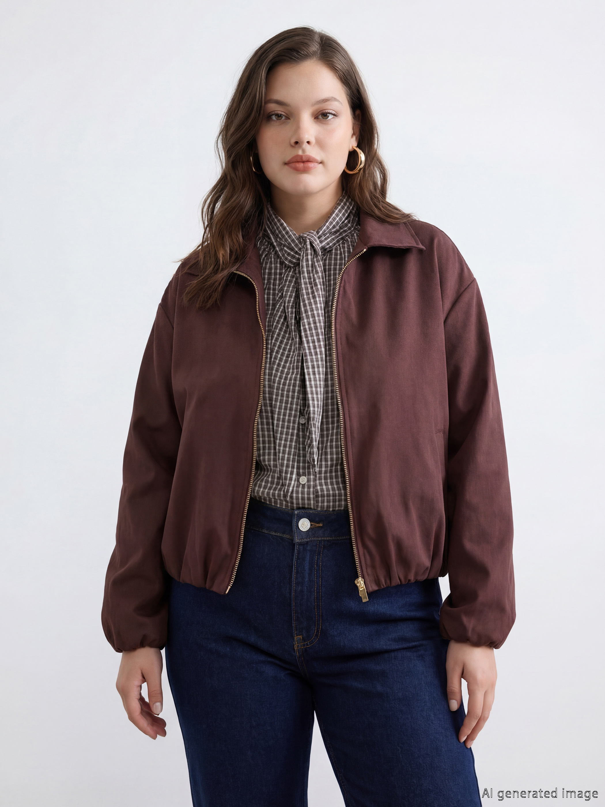 LCW STUDIO Gömlek Yaka Oversize Kadın Süet Görünümlü Ceket görsel 4