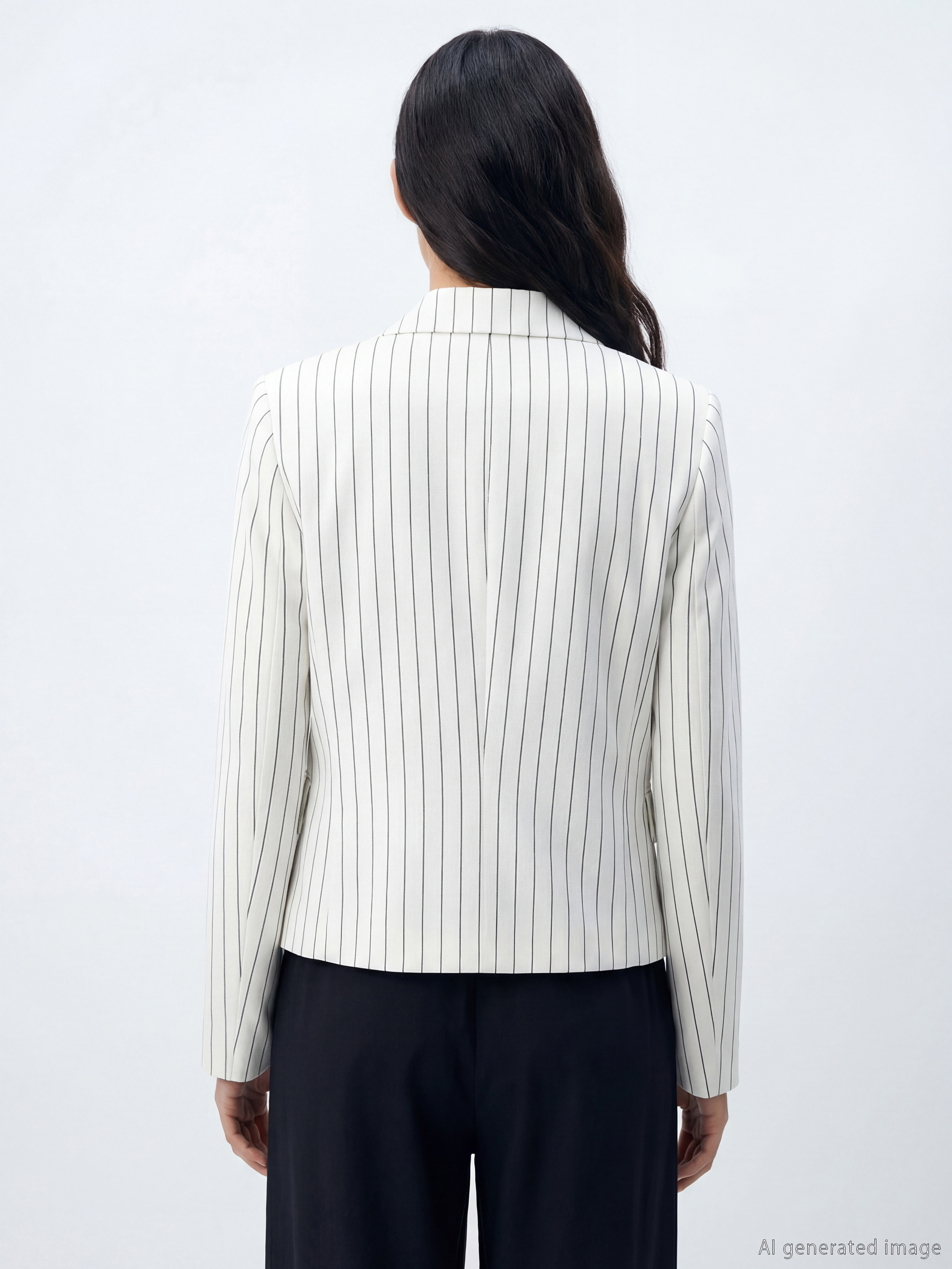 XSIDE Kruvaze Yaka Çizgili Kadın Blazer Ceket görsel 6