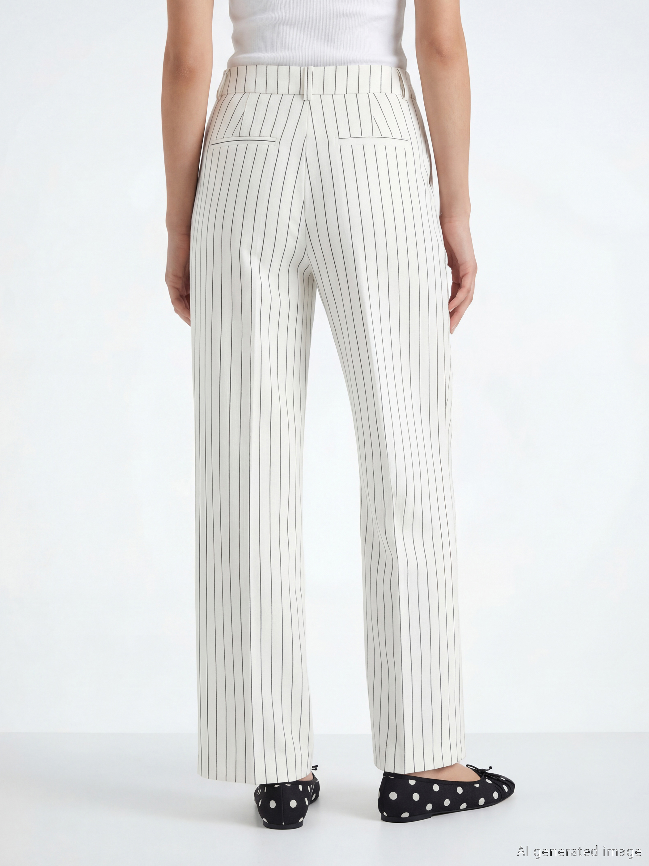 XSIDE Loose Fit Çizgili Keten Karışımlı Kadın Pileli Pantolon görsel 5