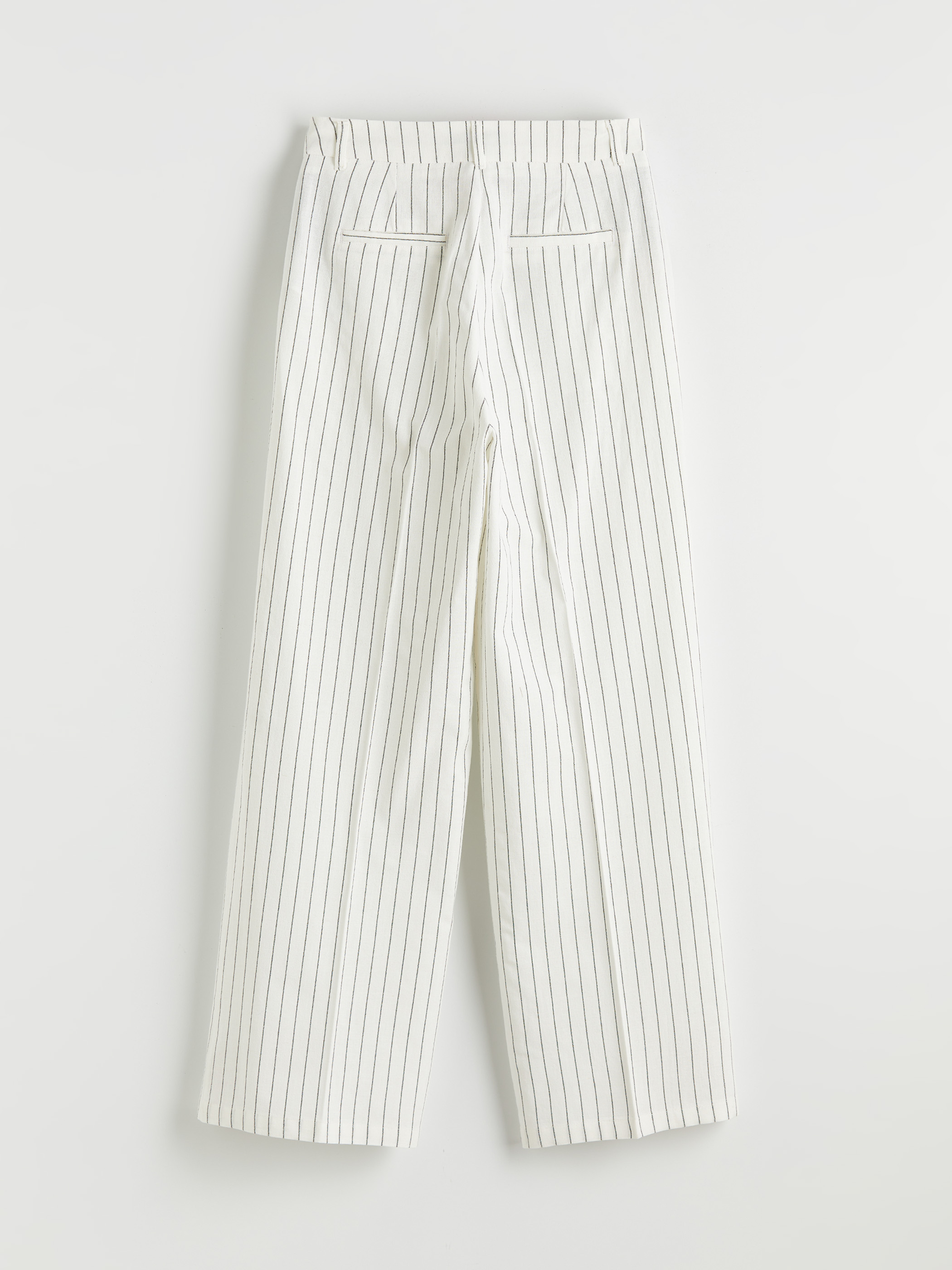 XSIDE Loose Fit Çizgili Keten Karışımlı Kadın Pileli Pantolon görsel 7