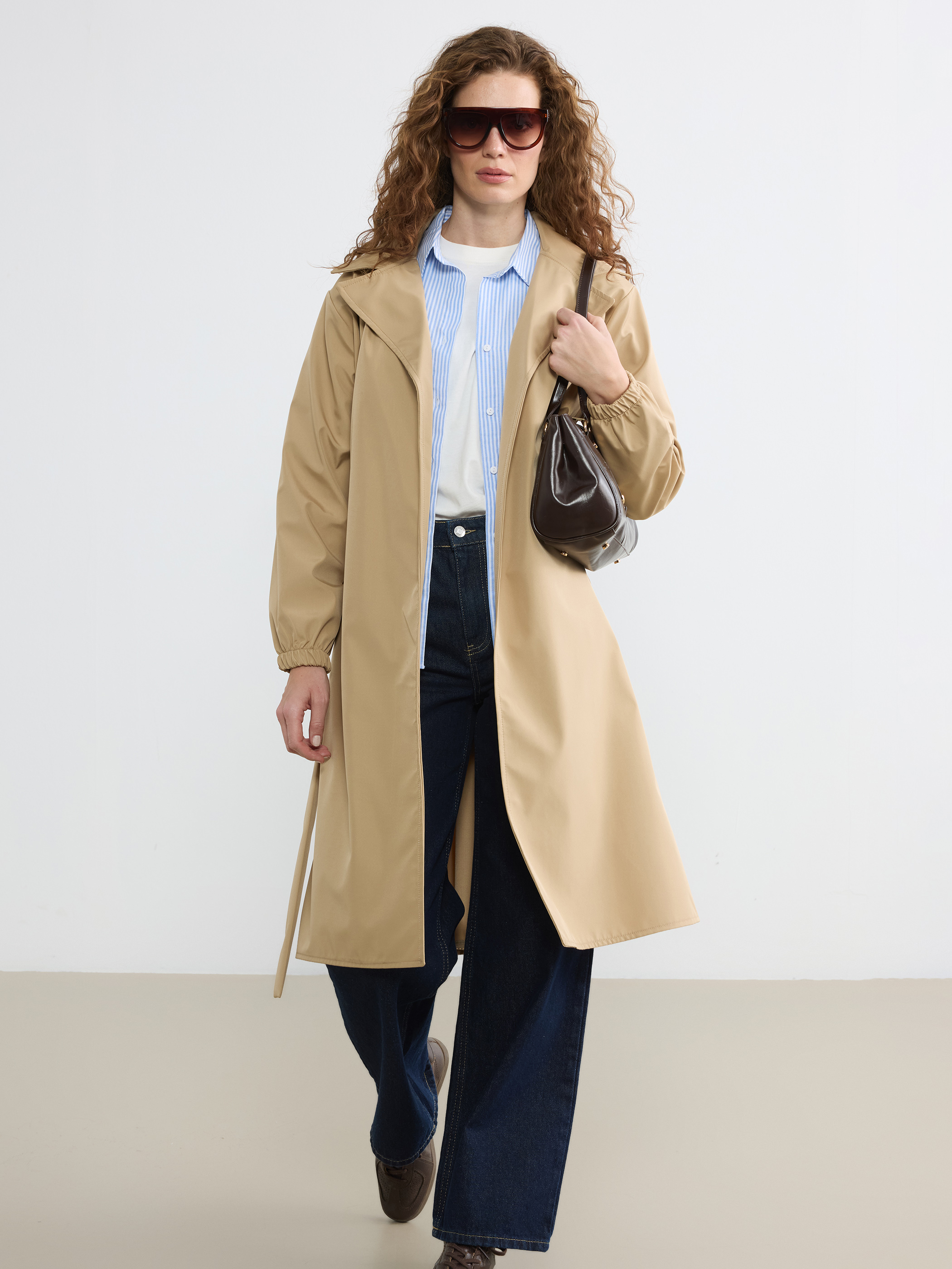 LC WAIKIKI Kruvaze Yaka Oversize Kadın Trençkot
