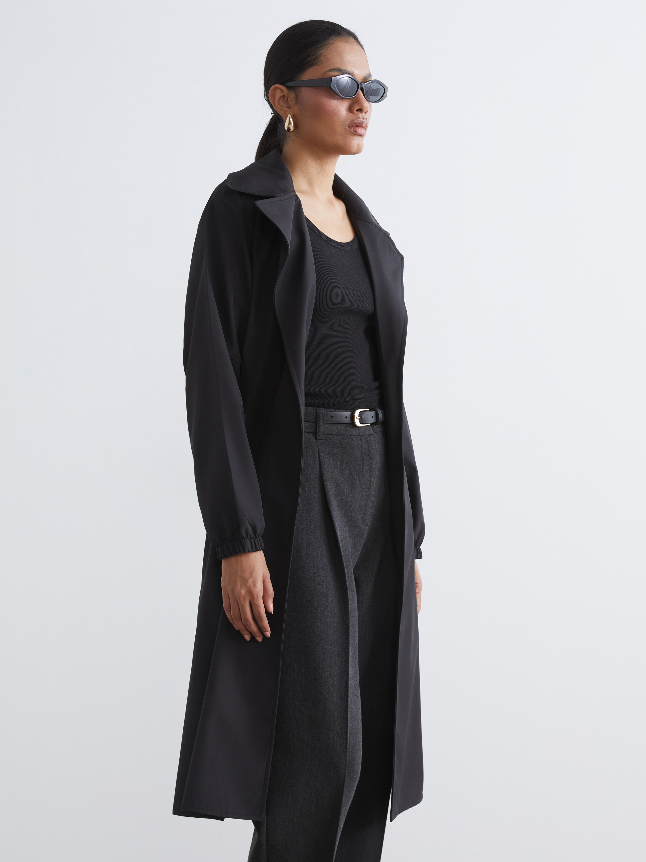 LC WAIKIKI Kruvaze Yaka Oversize Kadın Trençkot görsel 2