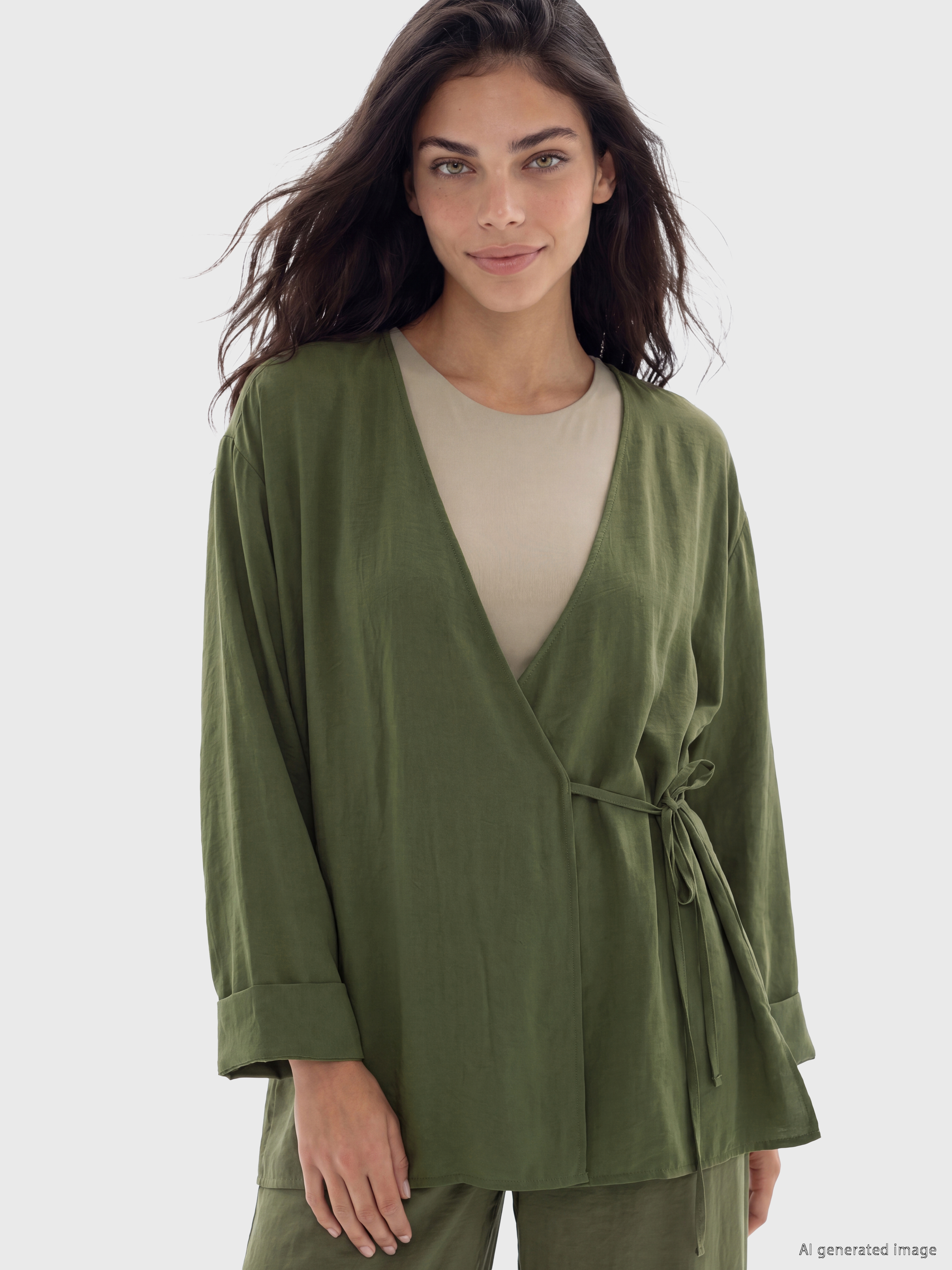 LCW Modest Kruvaze Yaka Dokulu Modal Karışımlı Kadın Kimono