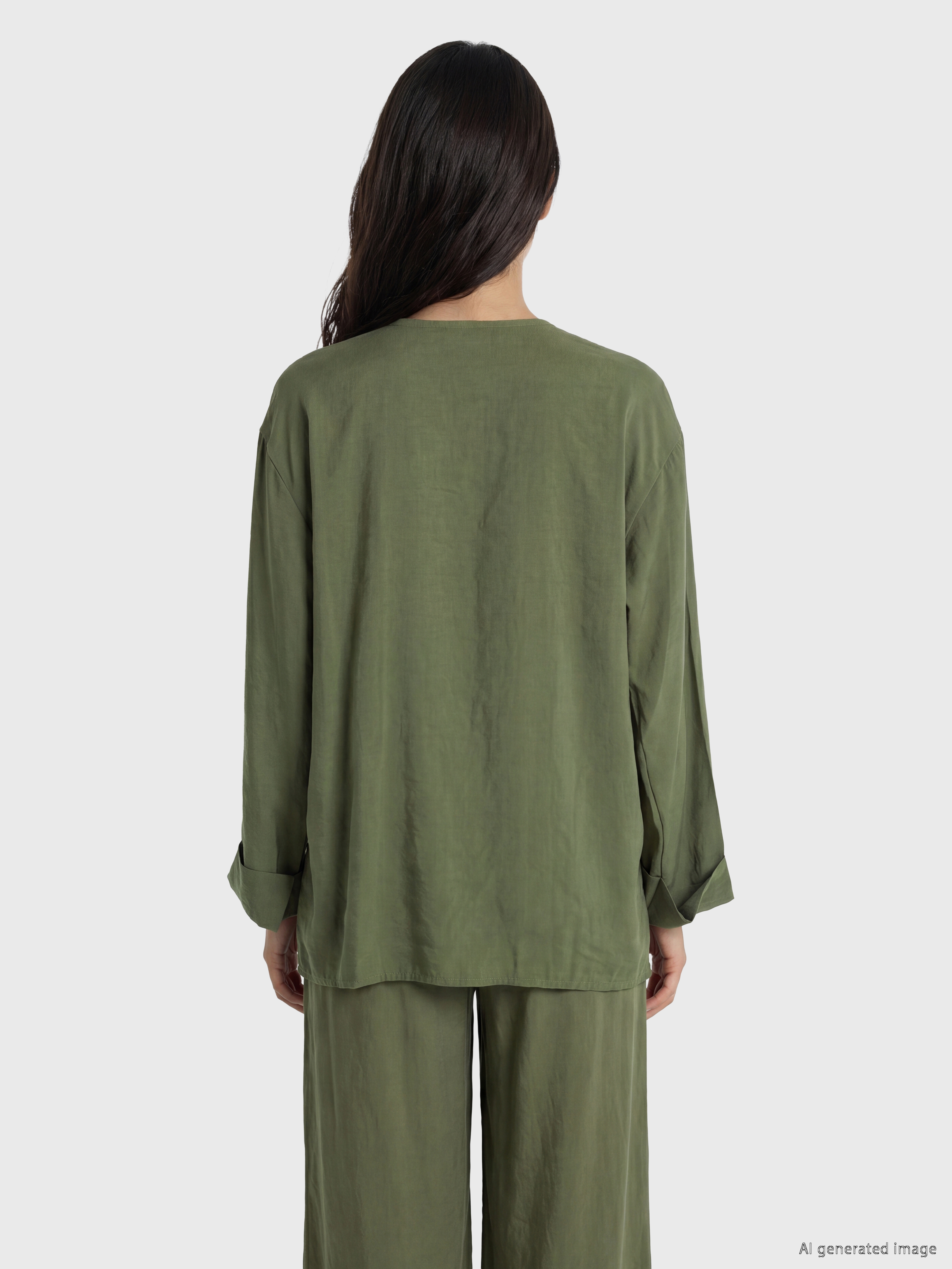 LCW Modest Kruvaze Yaka Dokulu Modal Karışımlı Kadın Kimono görsel 4