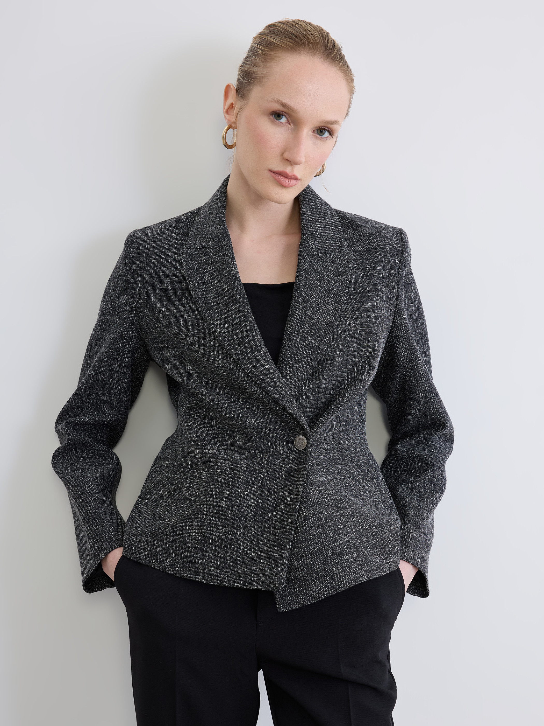 LCW STUDIO Kruvaze Yaka Dokulu Kadın Blazer Ceket