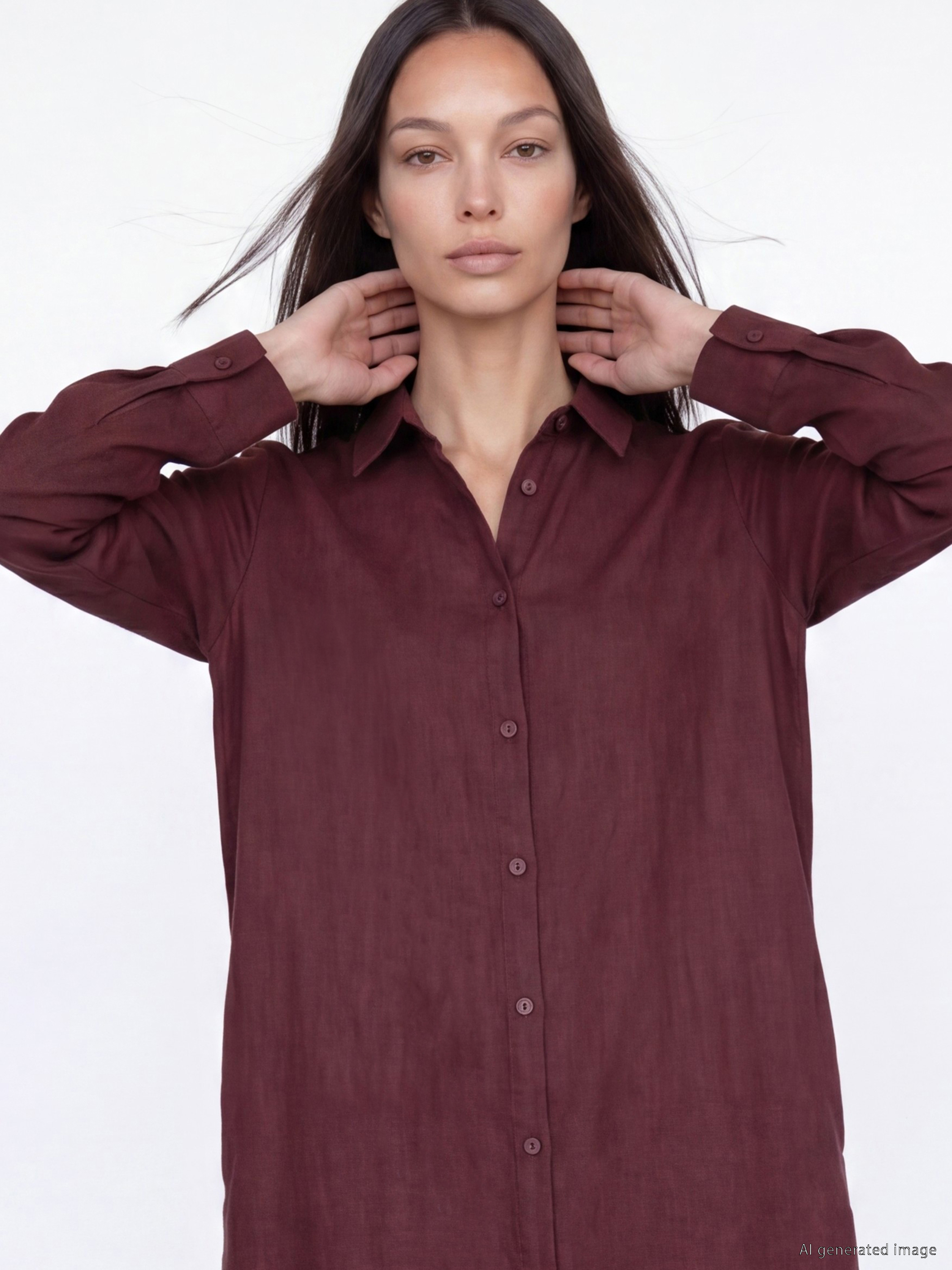 LCW EVERYDAY Oversize %100 Keten Kadın Gömlek Tunik görsel 2