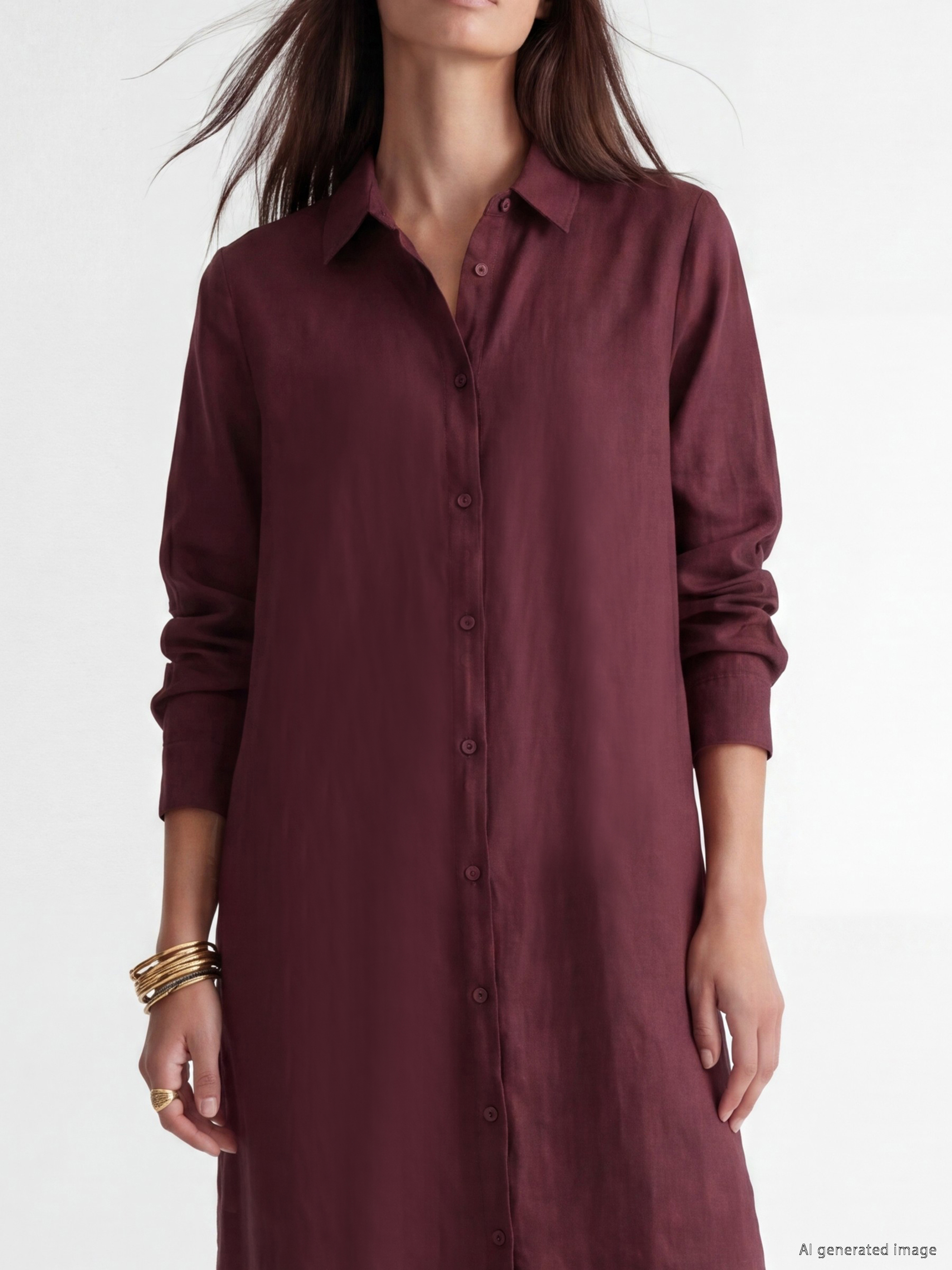 LCW EVERYDAY Oversize %100 Keten Kadın Gömlek Tunik görsel 3