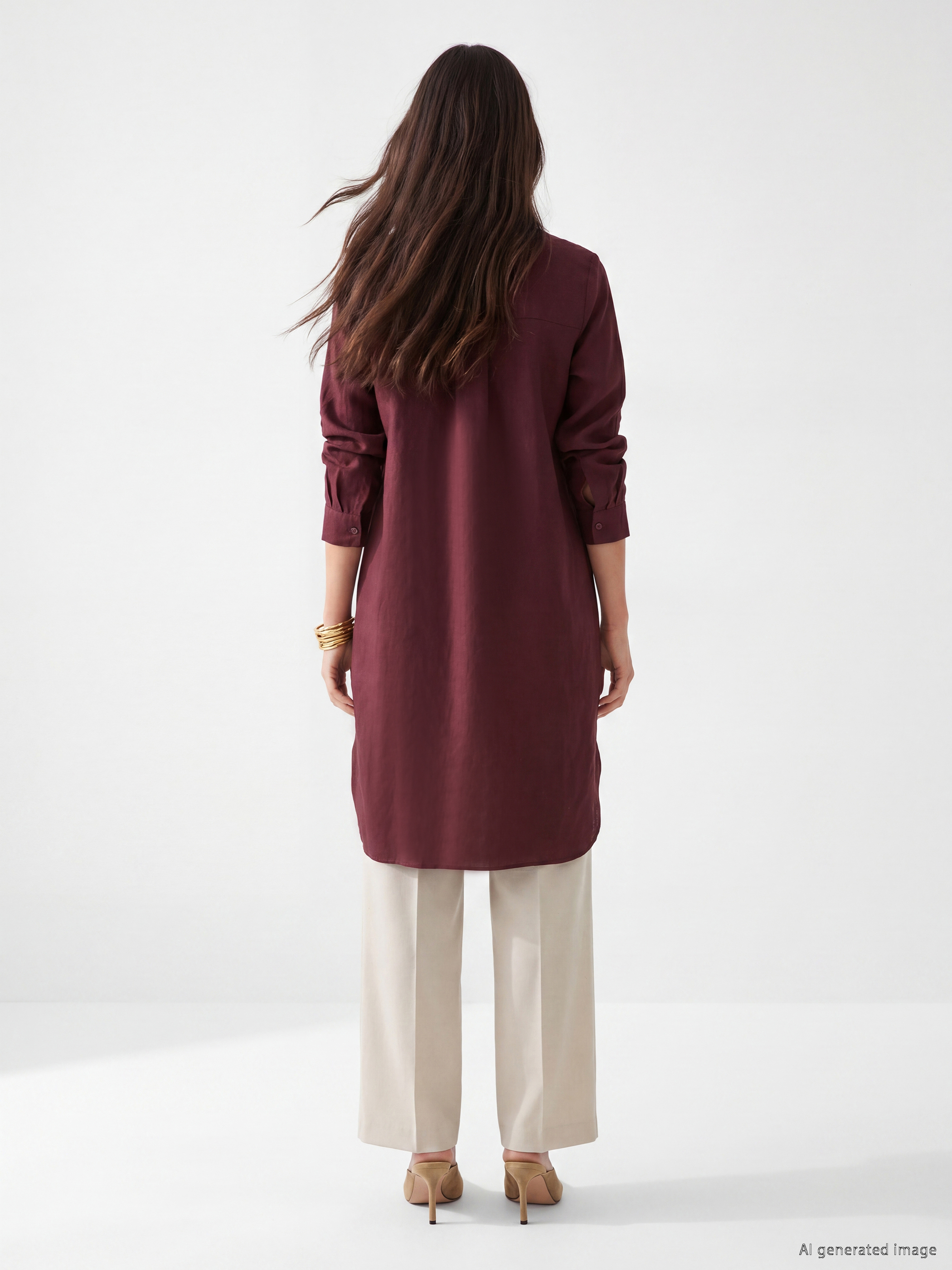 LCW EVERYDAY Oversize %100 Keten Kadın Gömlek Tunik görsel 5