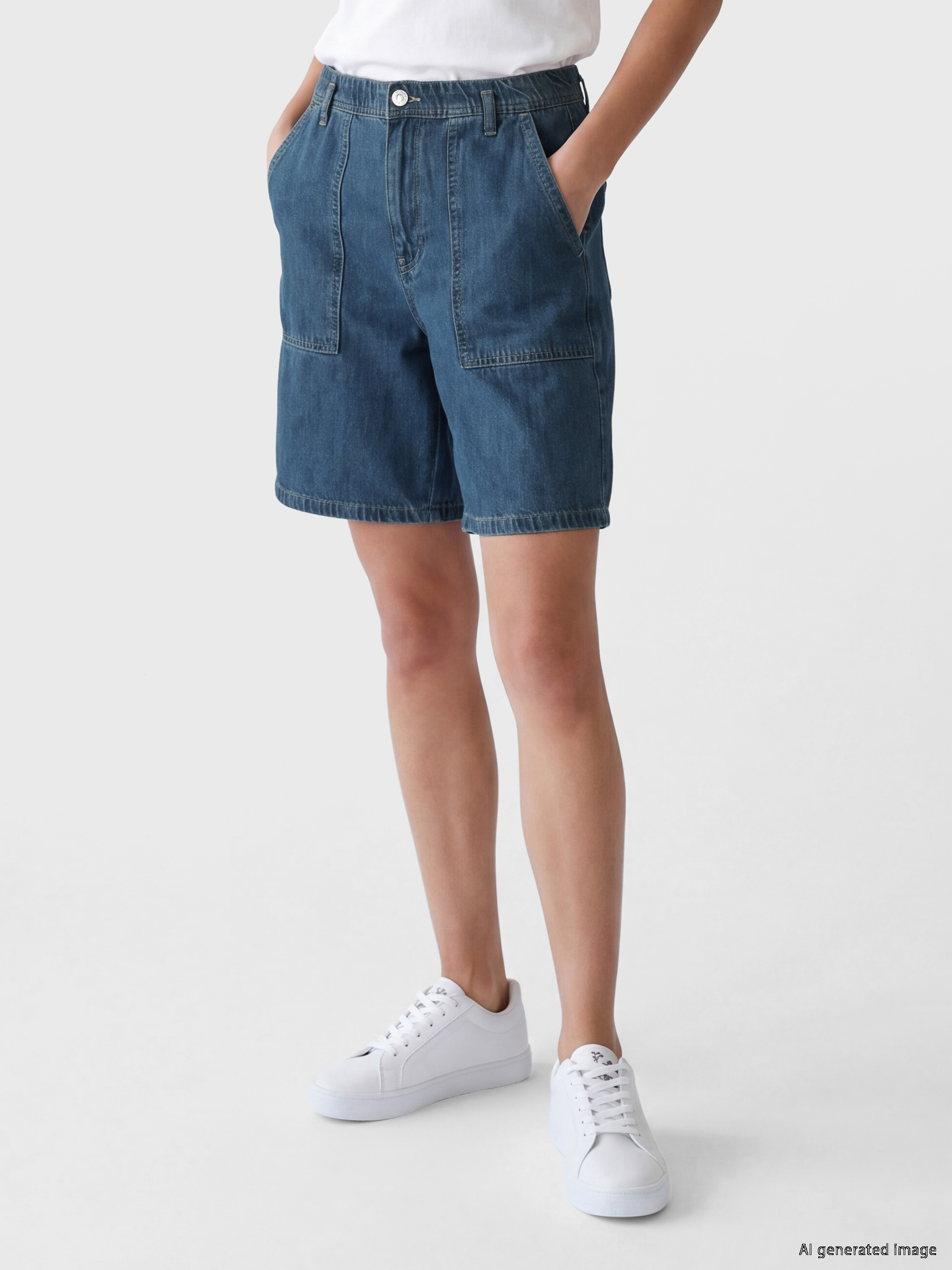 LCWAIKIKI Classic Loose Fit Kadın Jean Şort görsel 2