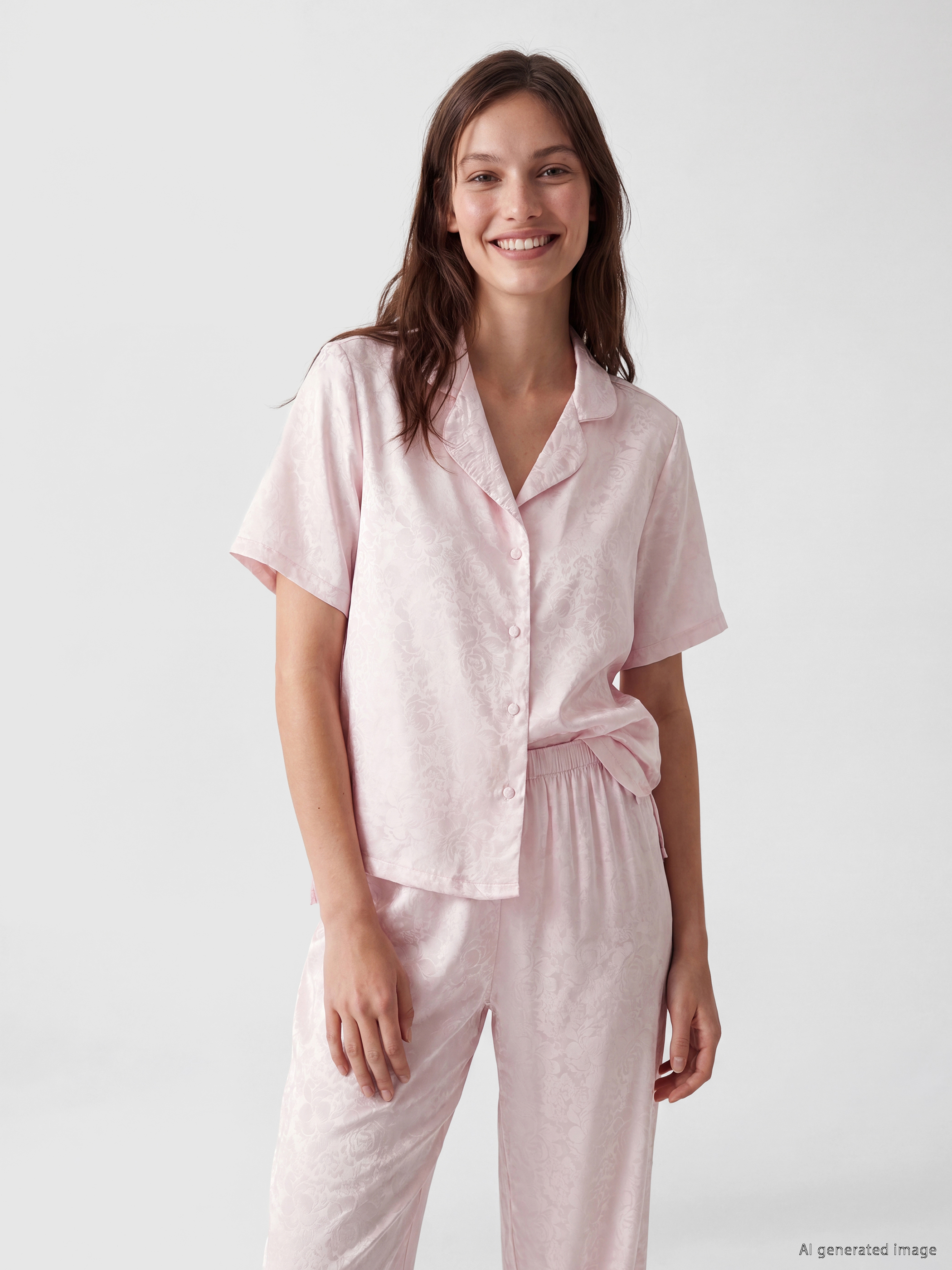 LCW DREAM Gömlek Yaka Saten Kadın Pijama Takımı görsel 2
