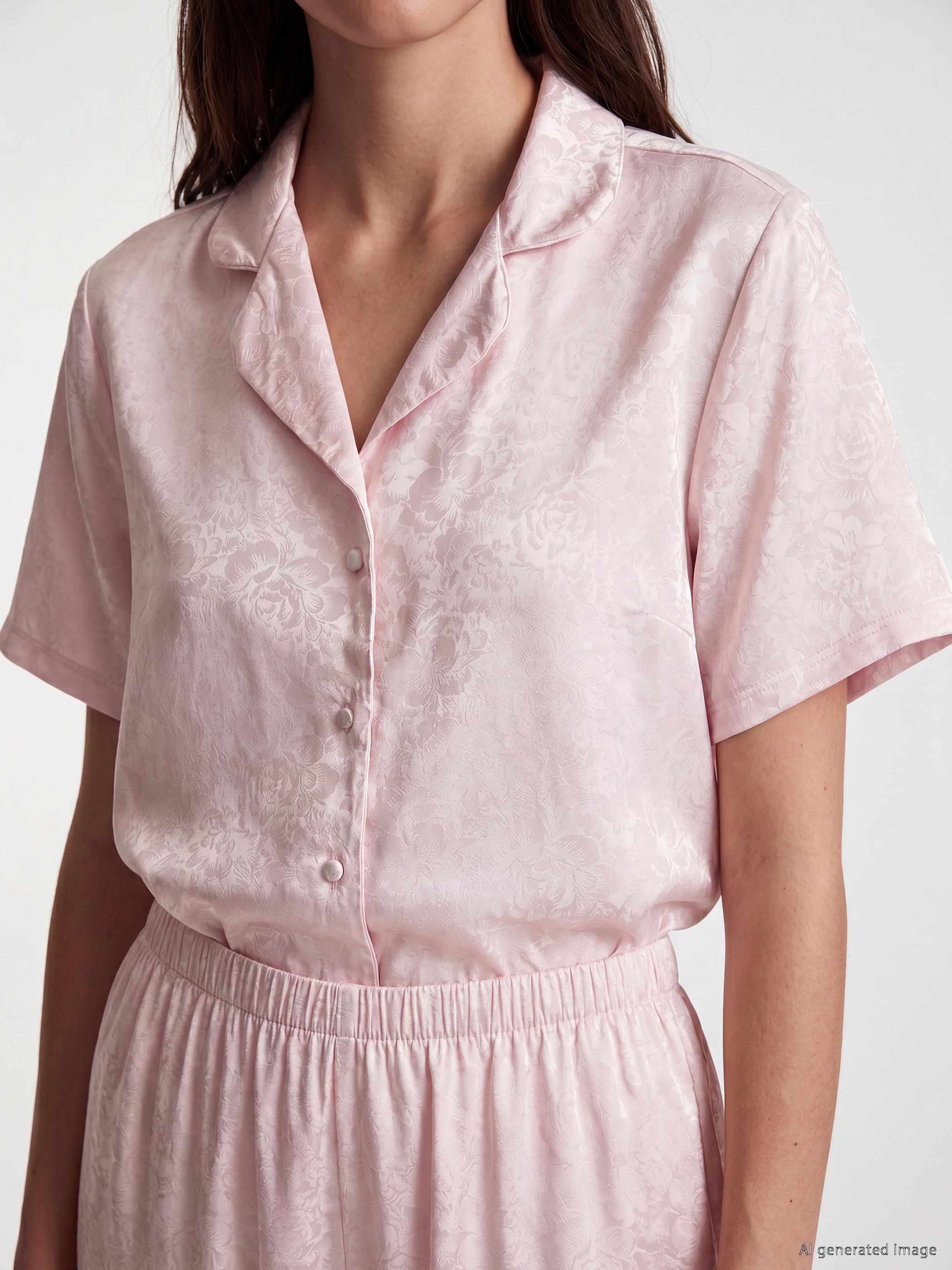 LCW DREAM Gömlek Yaka Saten Kadın Pijama Takımı görsel 3