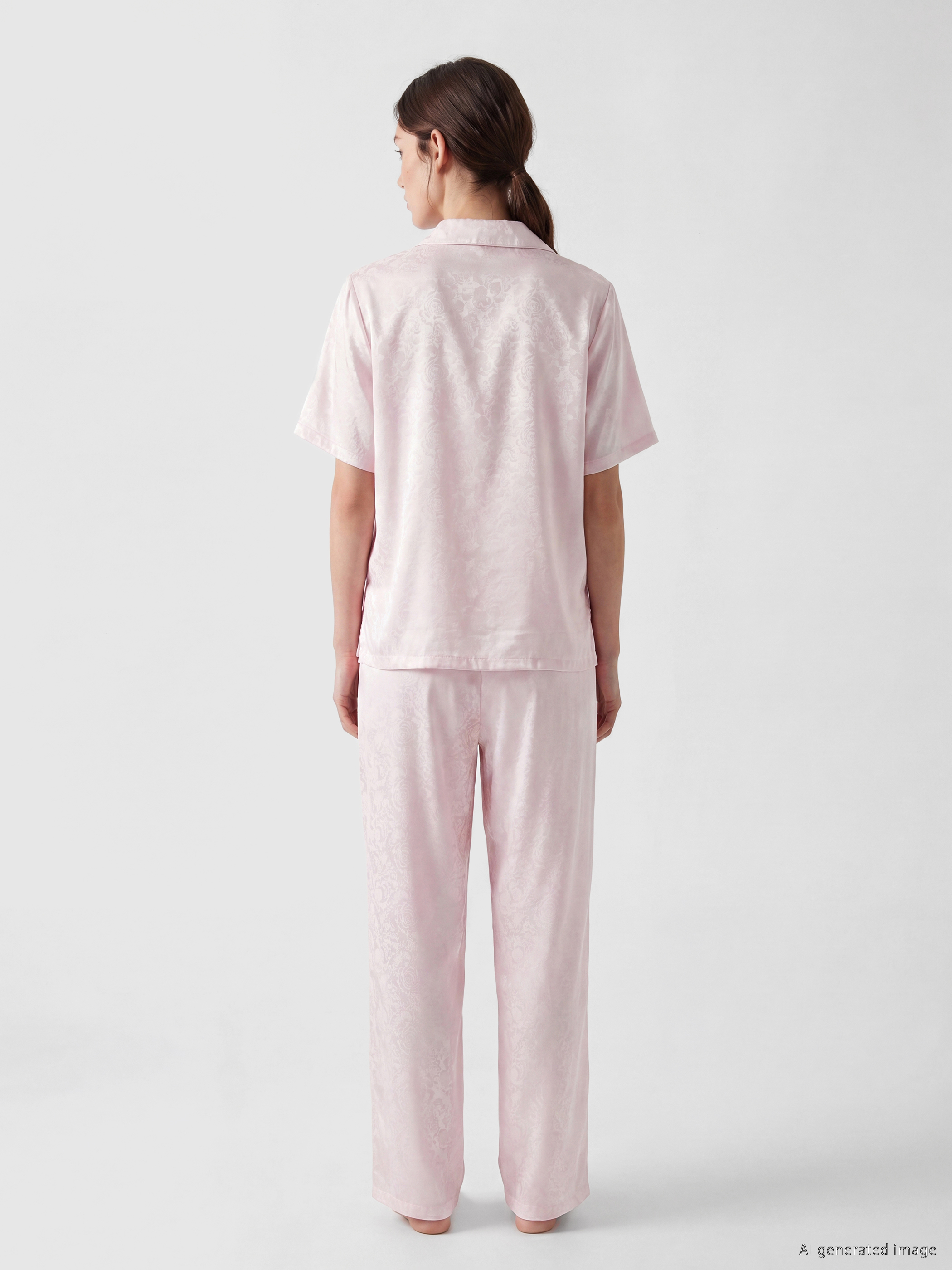 LCW DREAM Gömlek Yaka Saten Kadın Pijama Takımı görsel 4