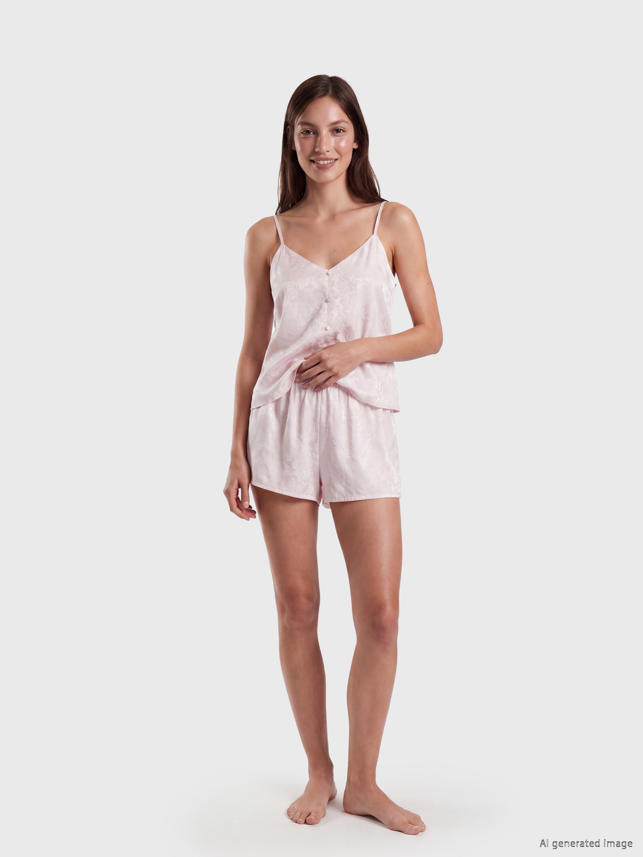 LCW DREAM İp Askılı Saten Kadın Şortlu Pijama Takımı