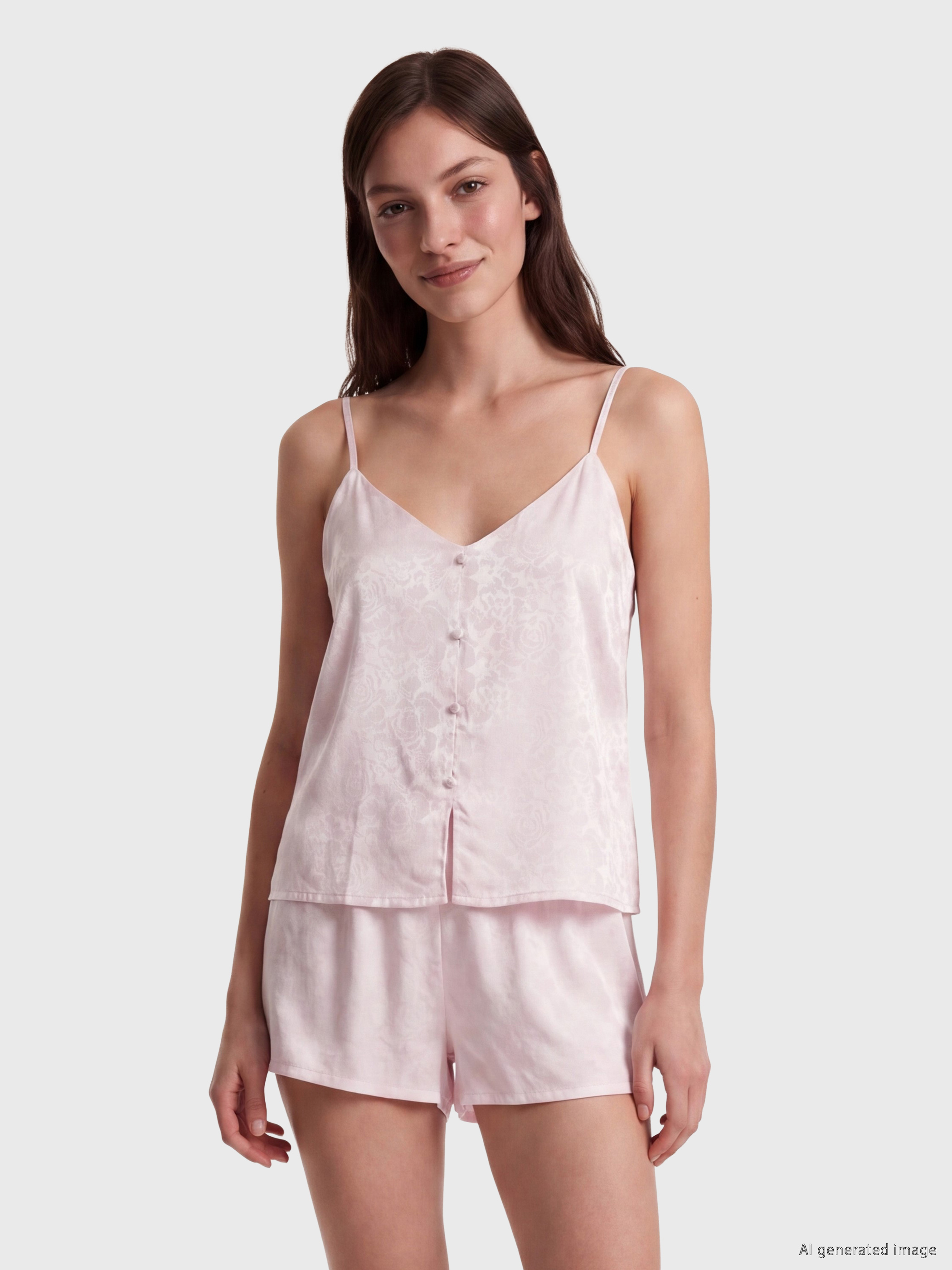 LCW DREAM İp Askılı Saten Kadın Şortlu Pijama Takımı görsel 2