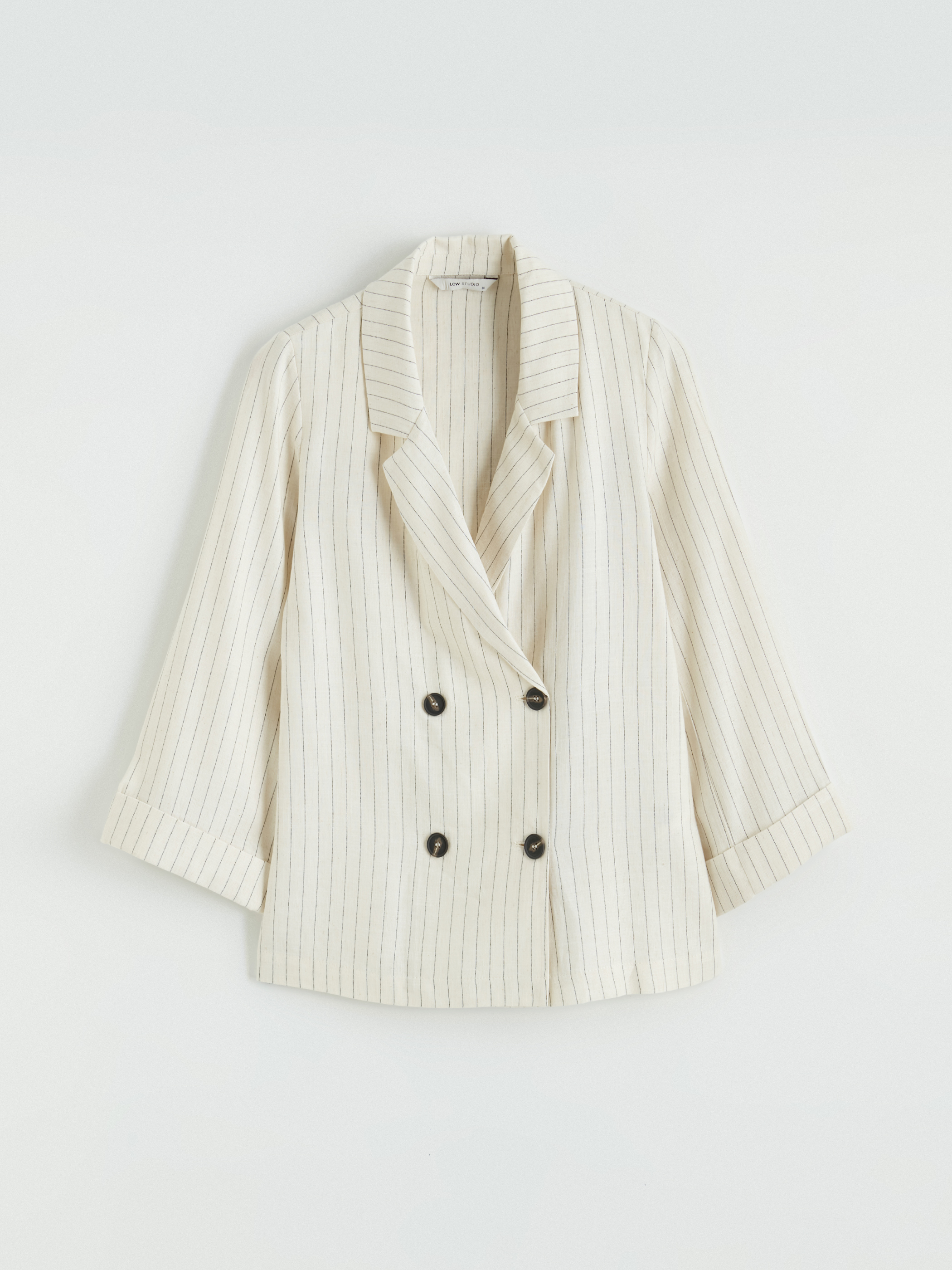 LCW STUDIO Kruvaze Yaka Keten Karışımlı Kadın Blazer Ceket görsel 7