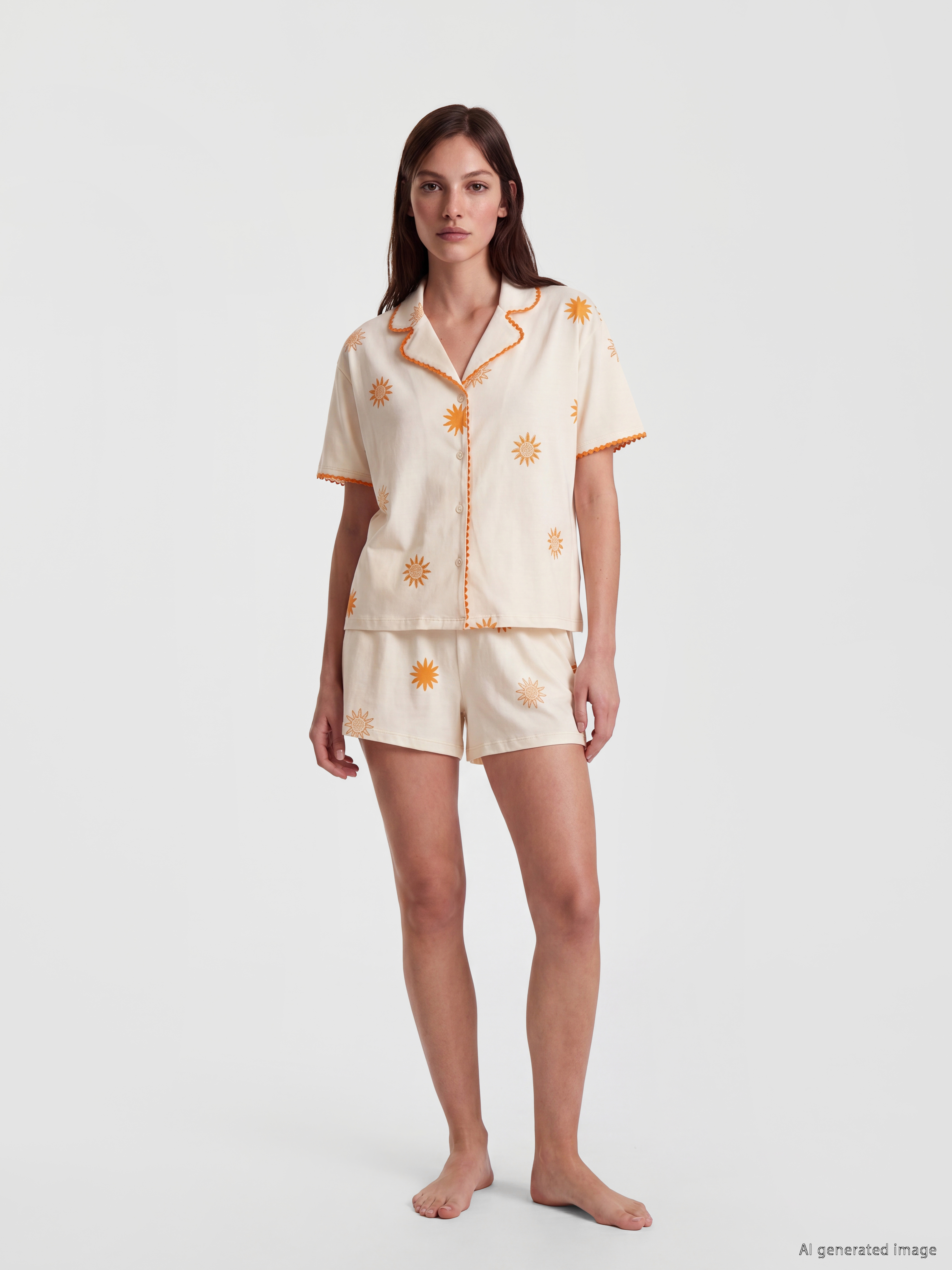 LCW DREAM Güneş Desenli Kadın Şortlu Pijama Takımı