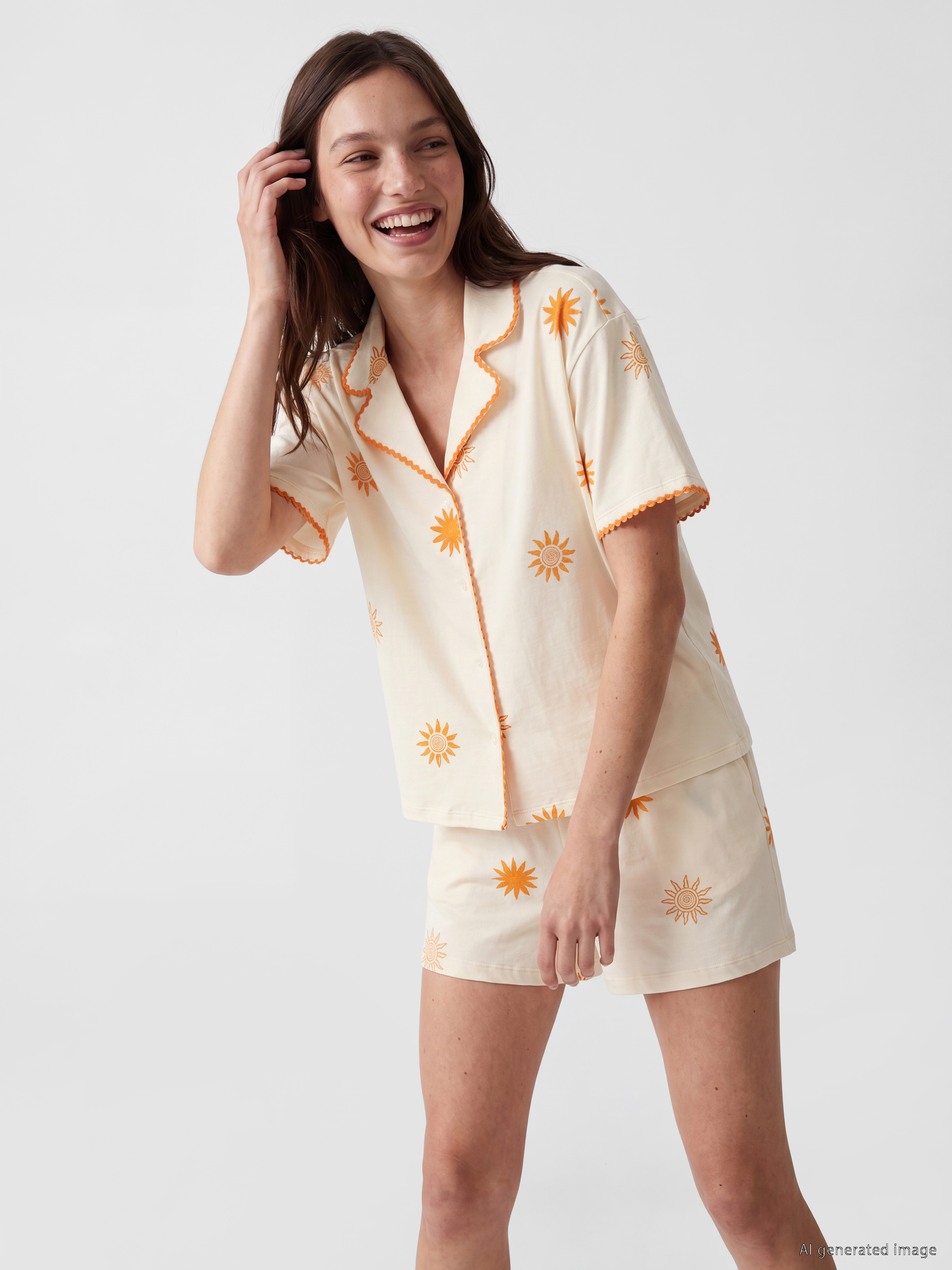 LCW DREAM Güneş Desenli Kadın Şortlu Pijama Takımı görsel 2
