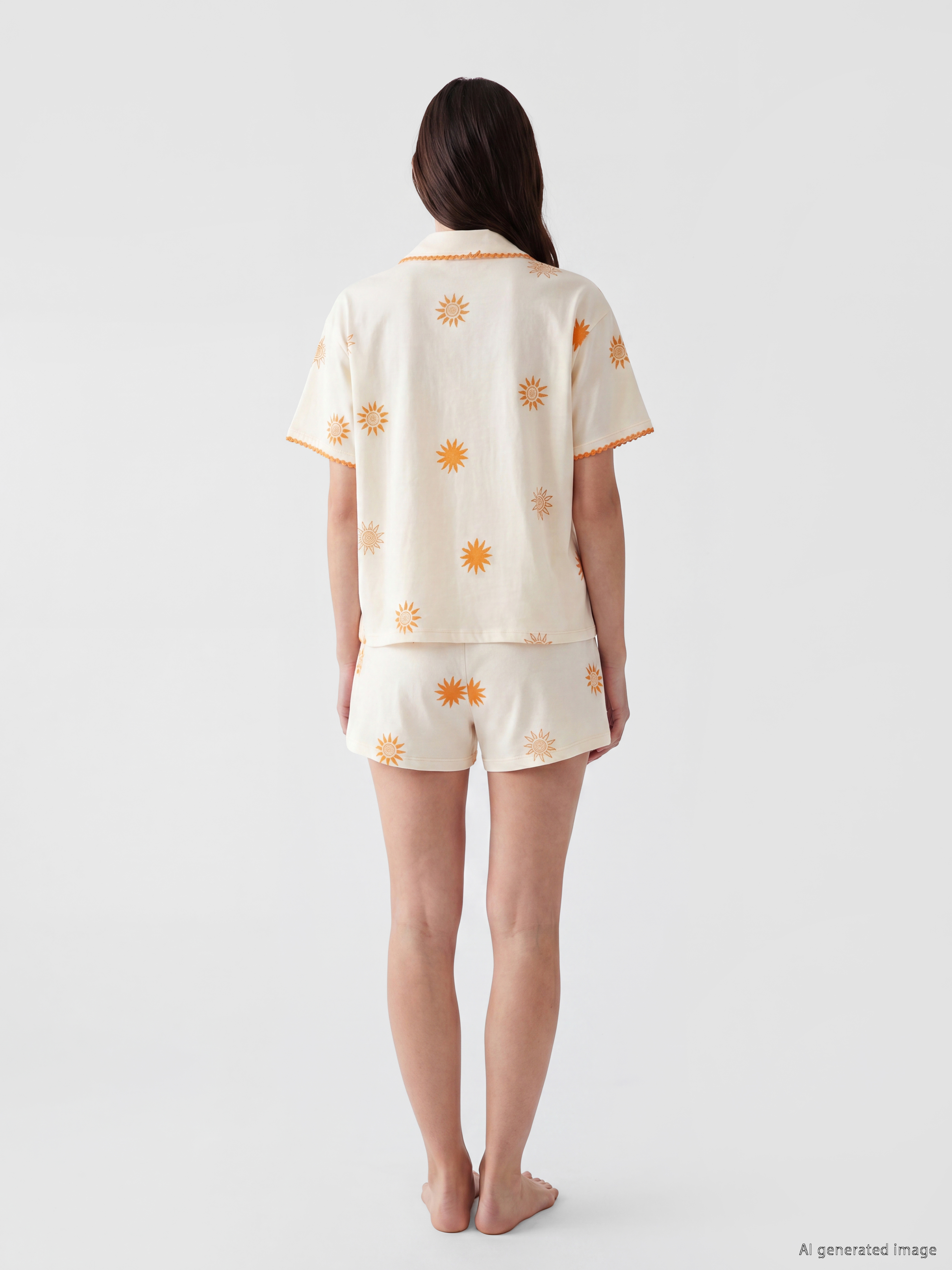 LCW DREAM Güneş Desenli Kadın Şortlu Pijama Takımı görsel 4