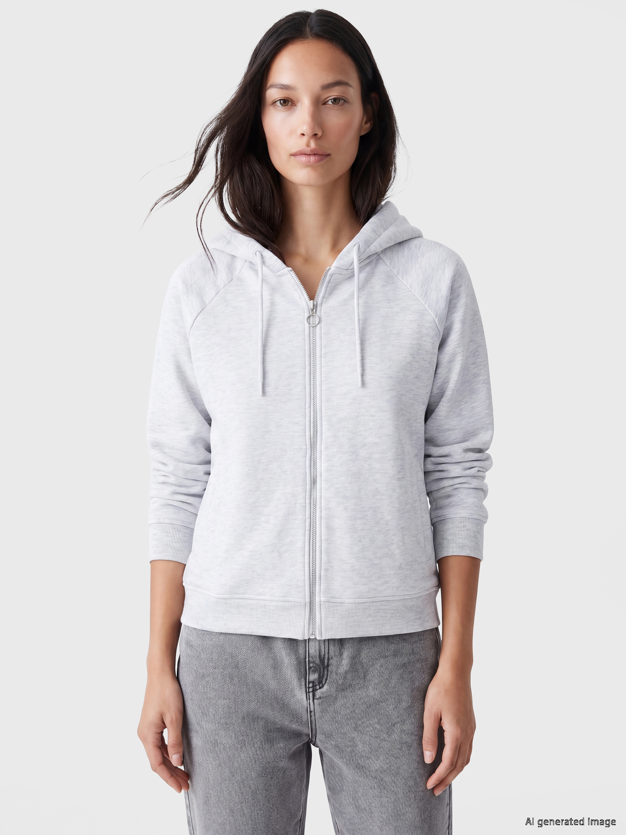 LCW Limitless Kolları Çıtçıtlı Kadın Oversize Kalın Fermuarlı Sweatshirt