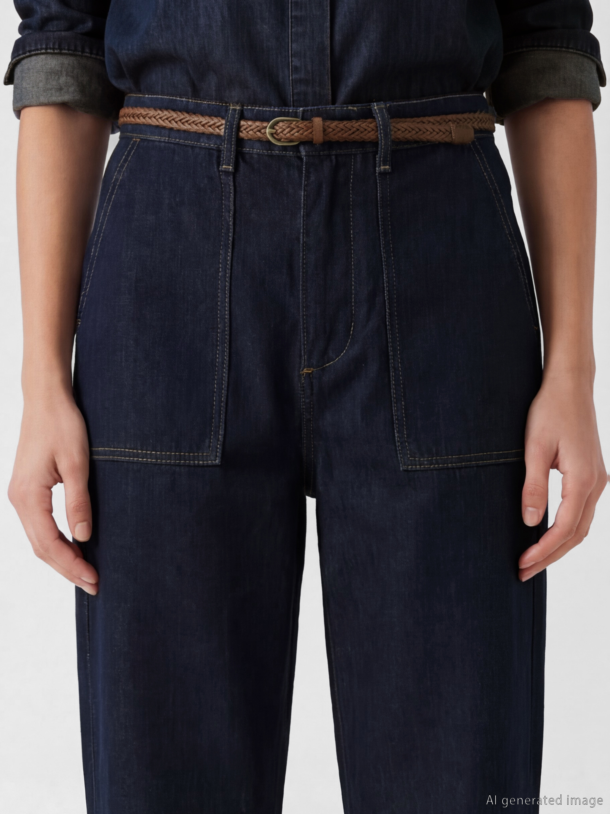 LCW Jeans Beli Kemerli Carrot Fit Kadın Jean Pantolon görsel 3