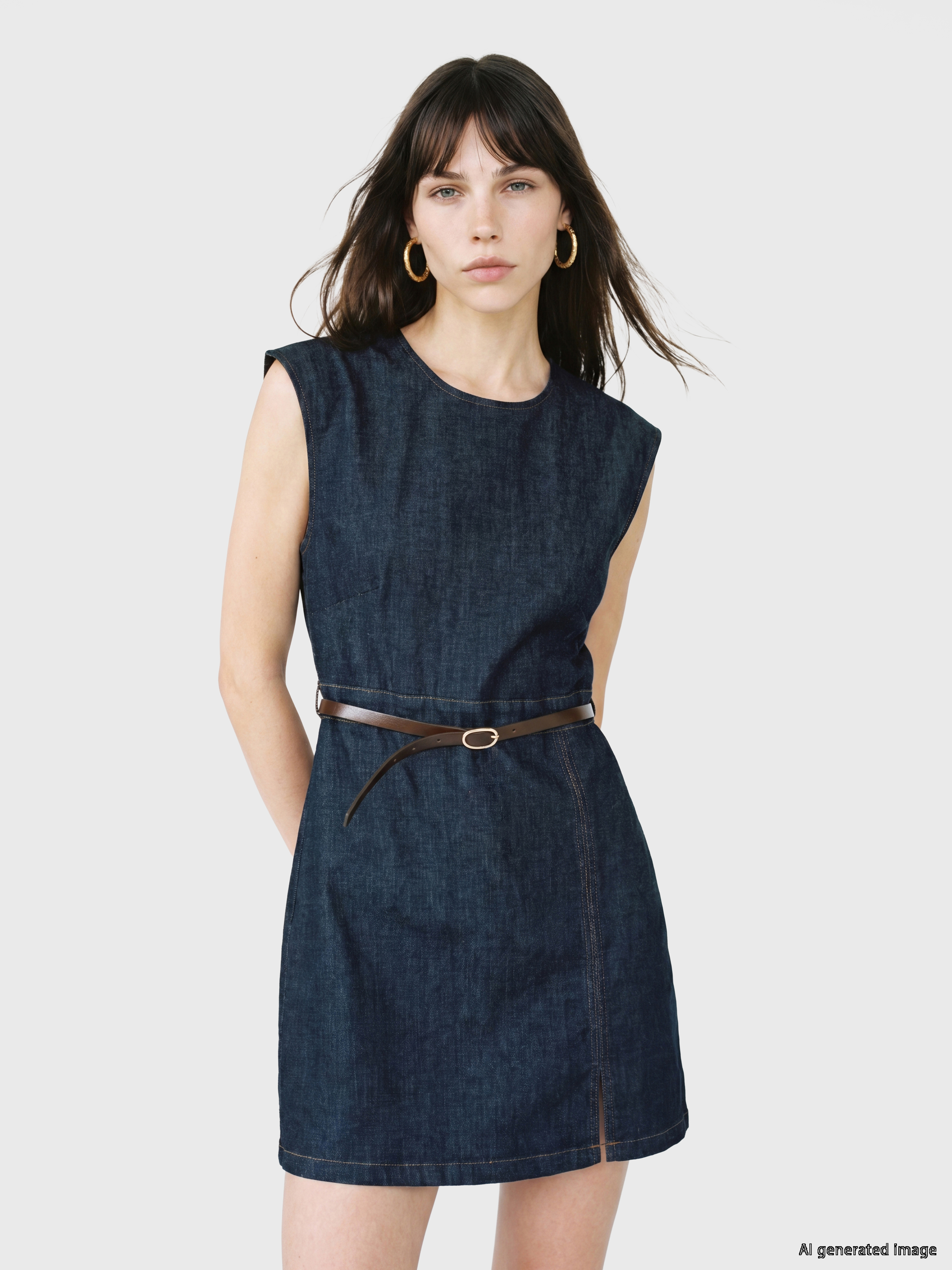 LCW Vision Kemerli Belden Oturtmalı Mini Jean Elbise