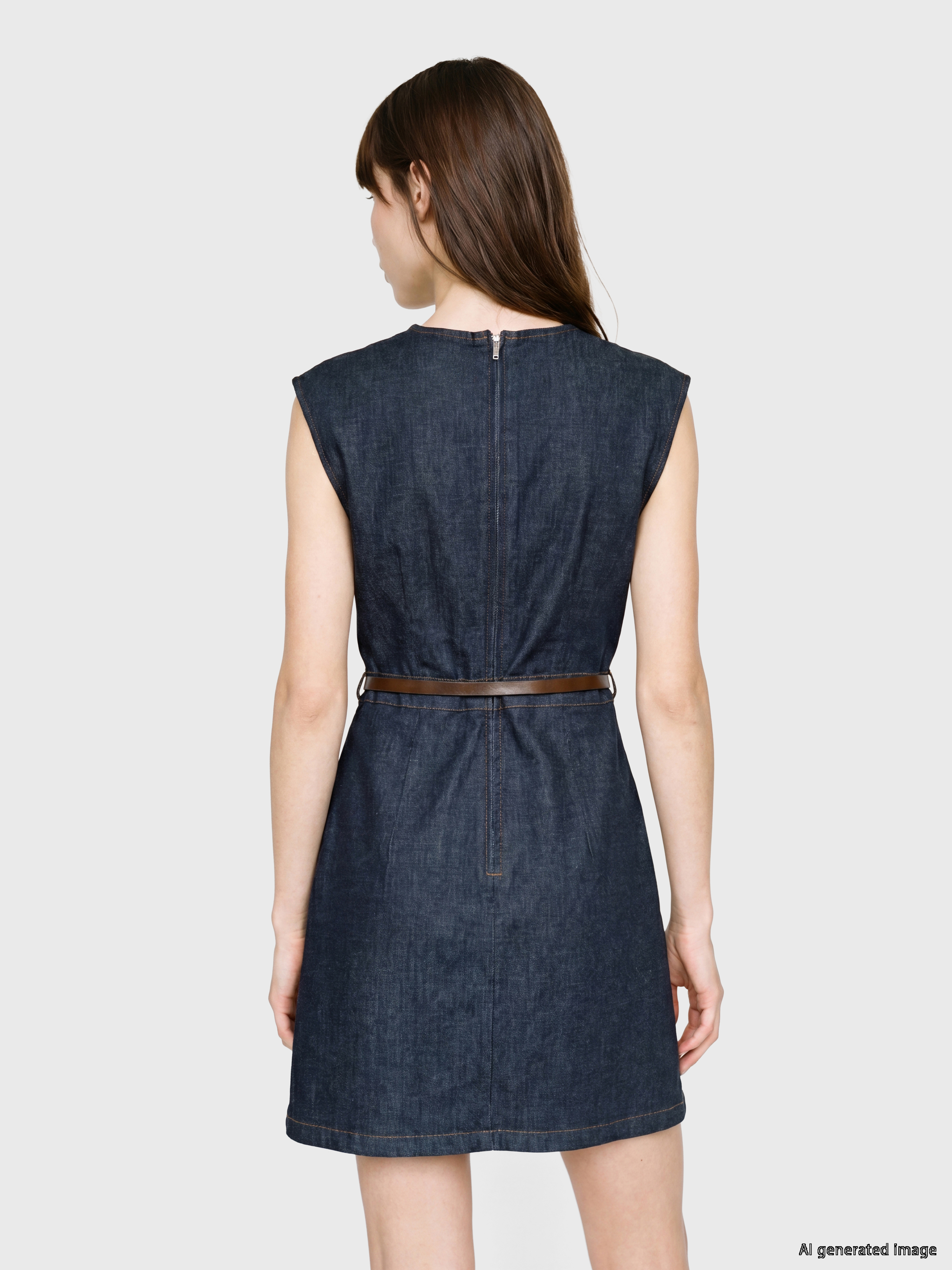 LCW Vision Kemerli Belden Oturtmalı Mini Jean Elbise görsel 4