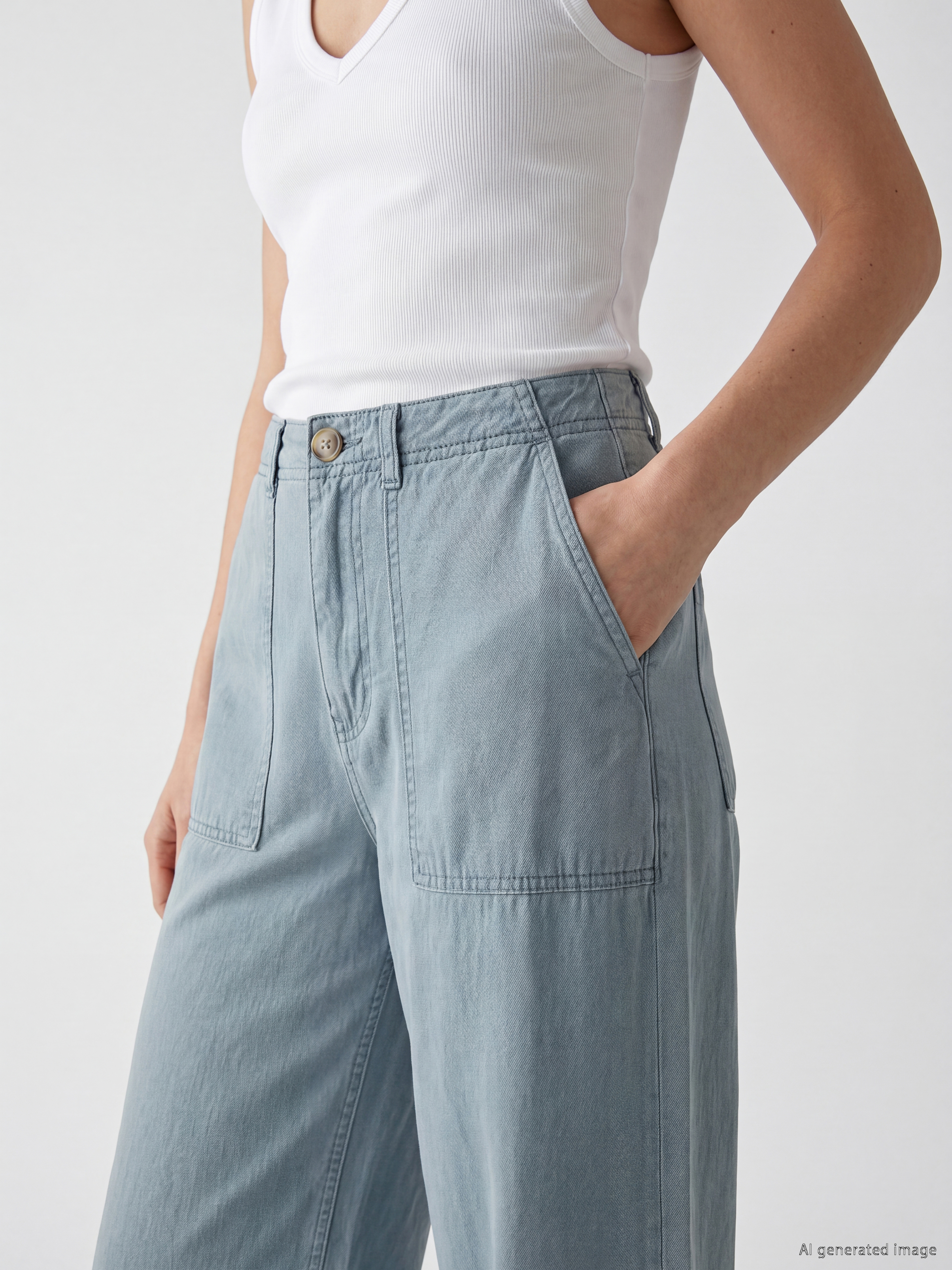 LCW Jeans Yüksek Bel Wideleg Kadın Jean Pantolon görsel 3